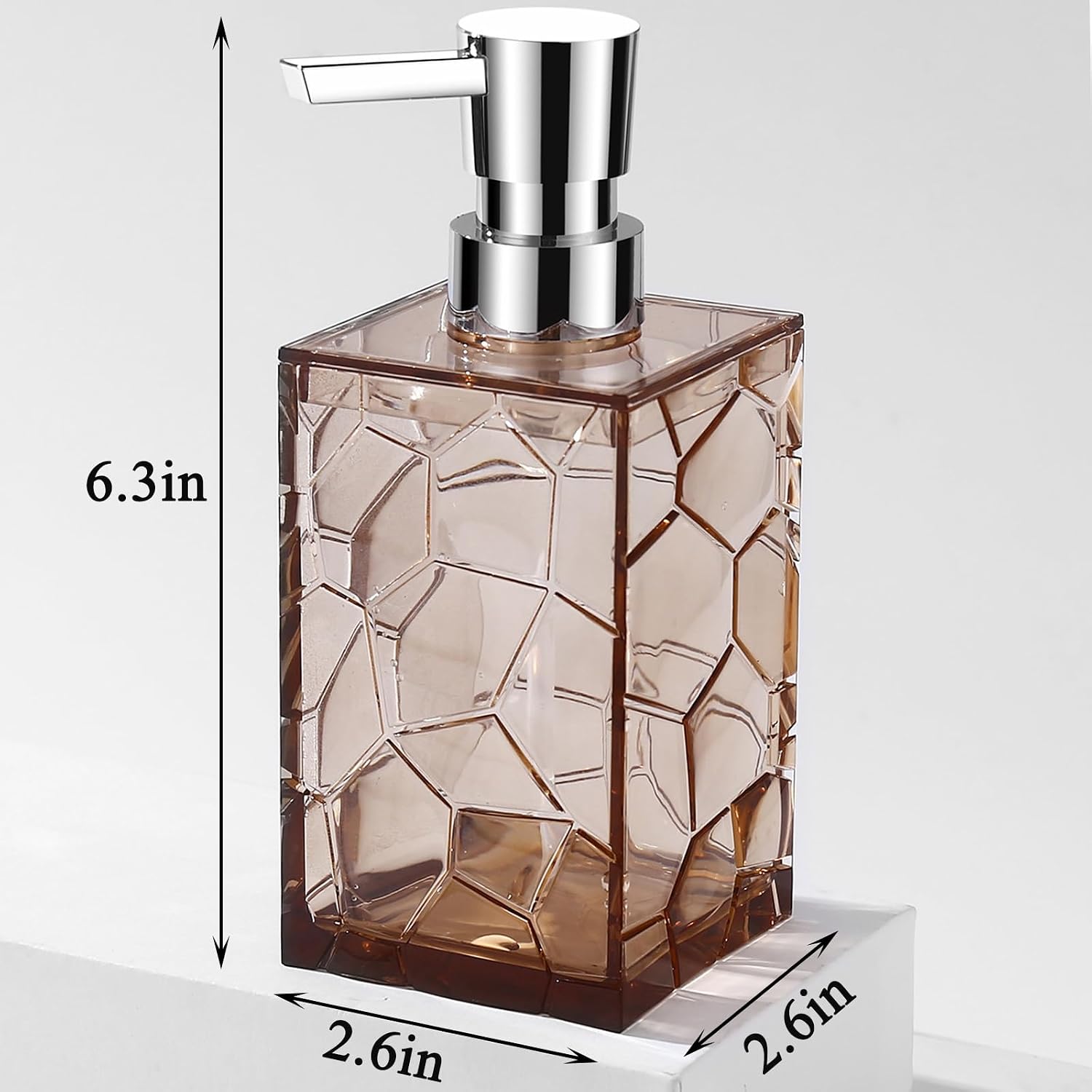 Clear Acrylic Pump Bottle Refillable Lotion Soap Dispenser 10oz Light Brown image 5