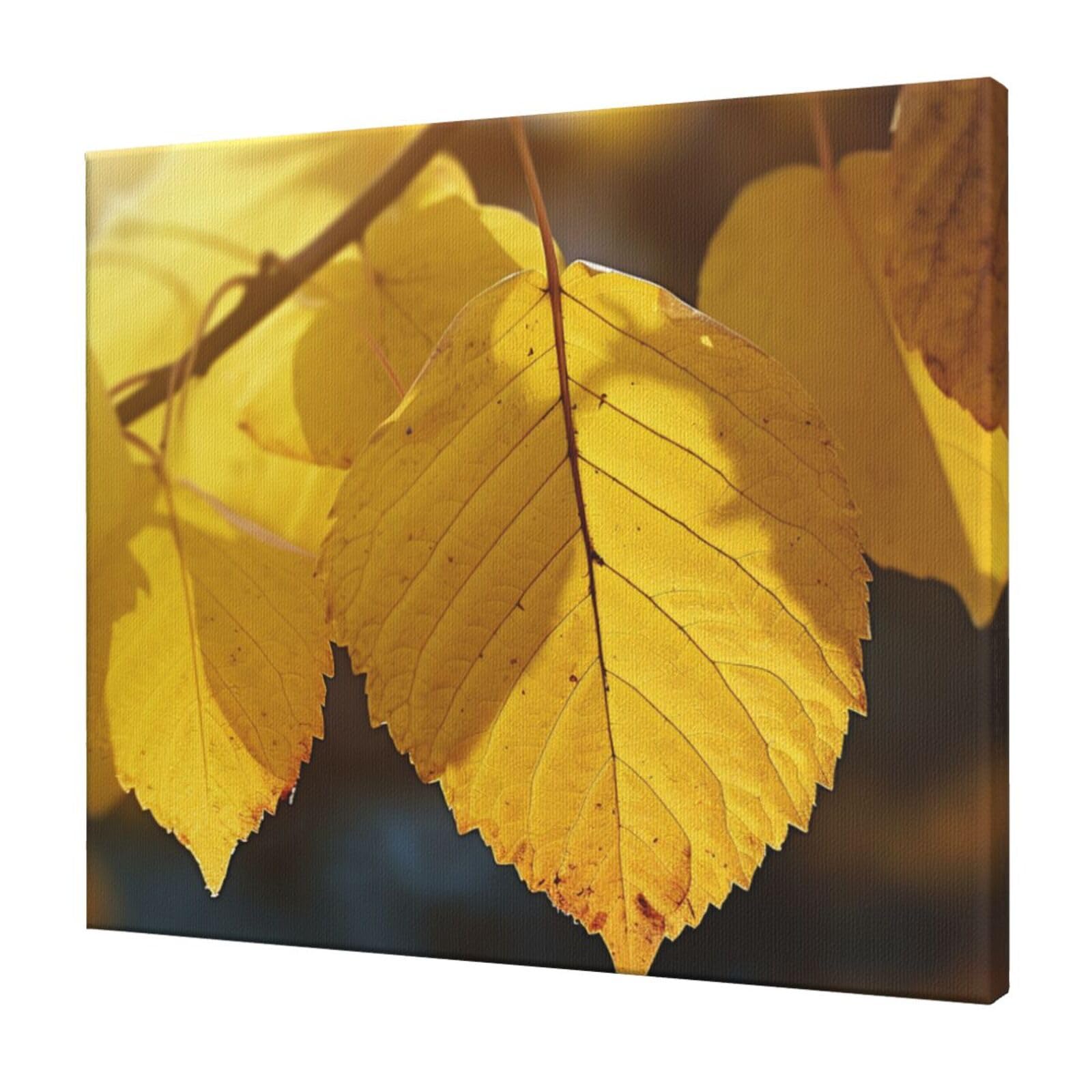 FodPand Yellow leaves Canvas Wall Art for Living Room Wall Decor 20"x24" Modern Artwork Painting Pictures Hanging Canvas Prints Aesthetic Wall Art for Bedroom Bathroom Office Wallart Decor