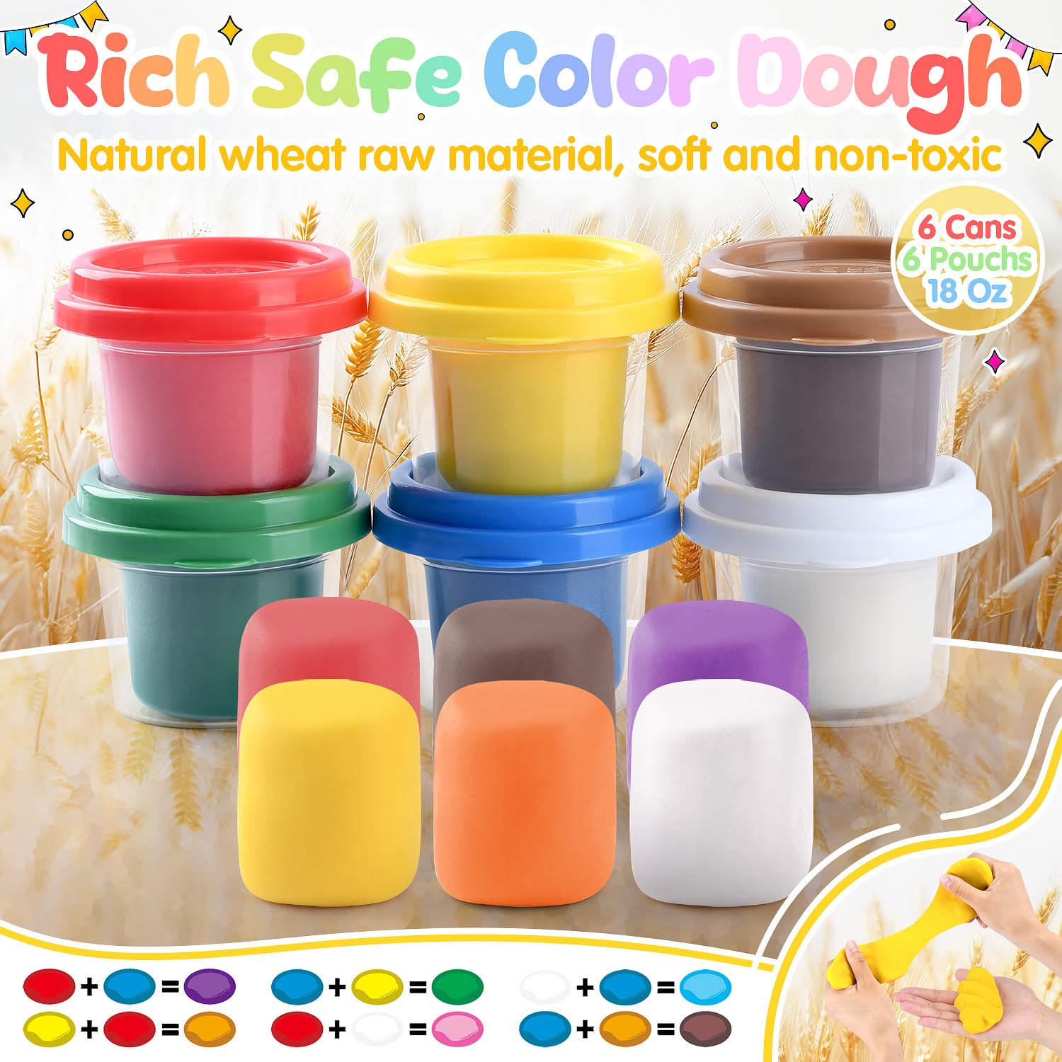 PLAY 2 in 1 Color Dough Kitchen Creations Set, Ice Cream Noodle Maker Color Dough Sets for Kids Ages 4-8, Kitchen Food Toys for Boys Girls Kids Toddlers Ages 3+, with 18 oz Multicolor Clay