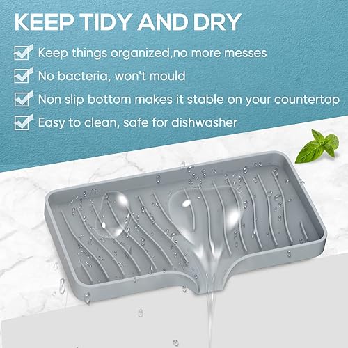 Miniatura 4 de Bandeja para fregadero de cocina, bandeja de jabón de cocina autodrenante, soporte de esponja de silicona para fregadero de cocina, baño,