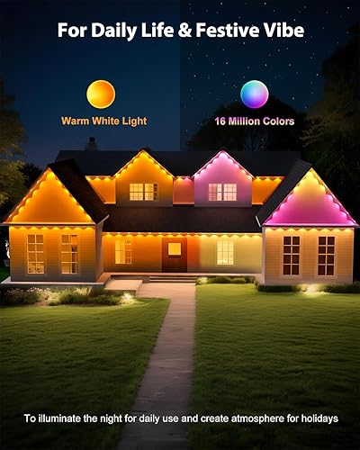 Miniatura 6 de Luces permanentes para exteriores para casa, luces LED inteligentes RGB de 100 pies con aplicación y control remoto, IP67 impermeable para