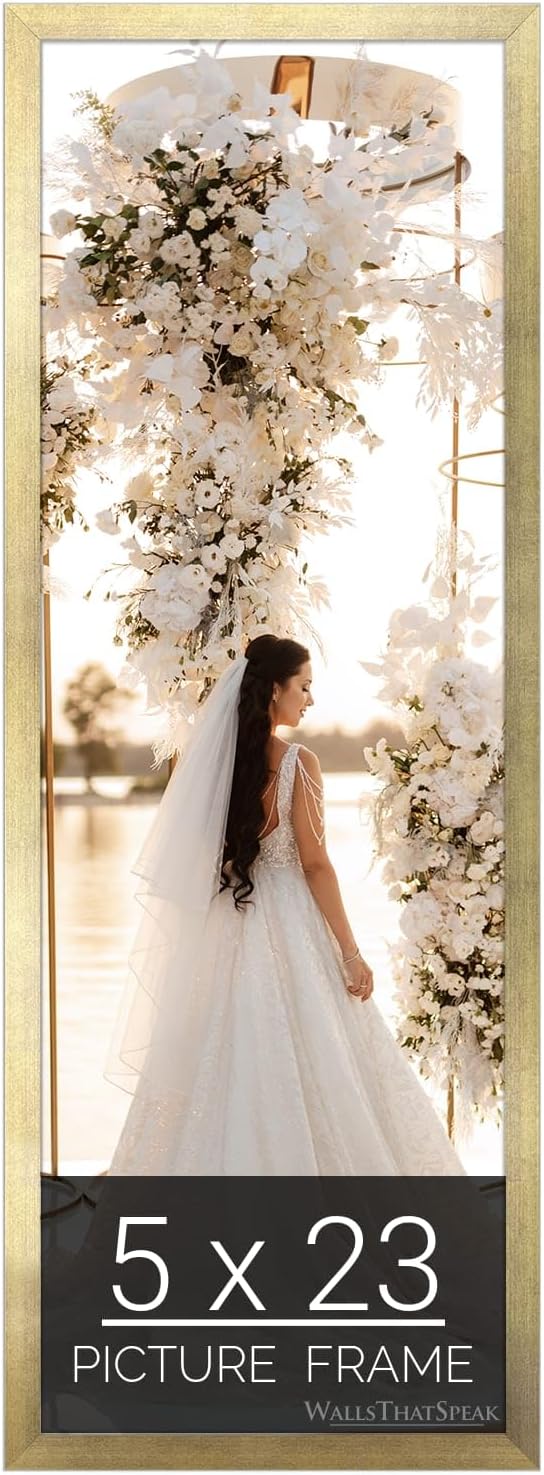 wallsthatspeak 5x23 Gold Picture Frame for Puzzles Posters Photos or Artwork