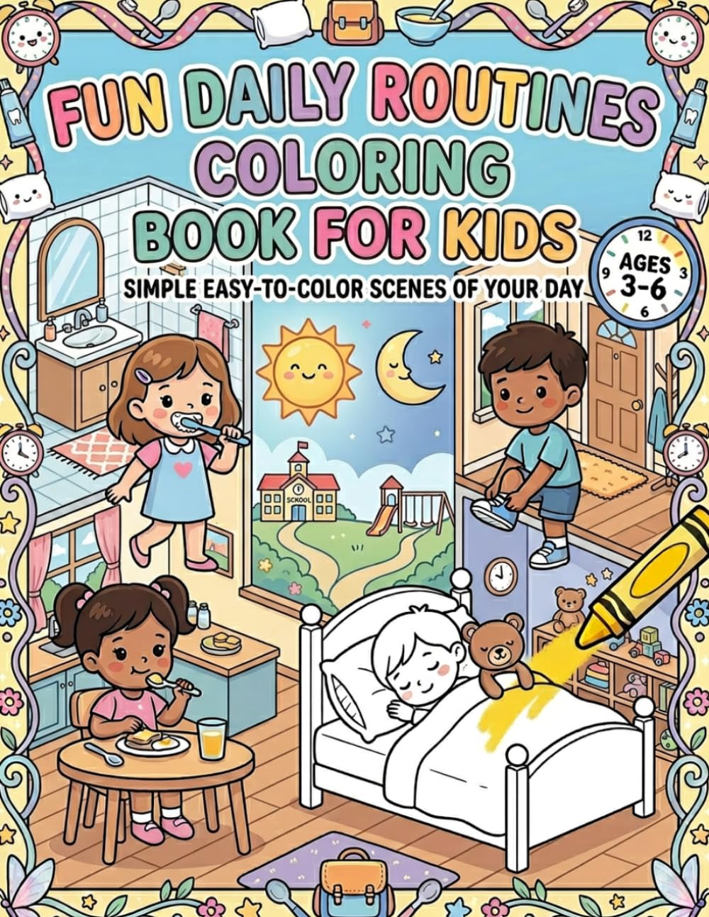 Daily Routines Coloring book for kids Aged 3-6 (Big Bold Coloring for kids ages 3-6)