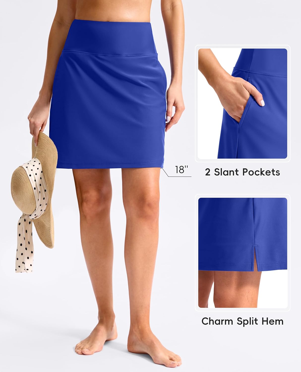 SANTINY 18" Long Swim Skirts for Women Tummy Control High Waisted Swimsuit Bottoms Modest Bathing Suit Skirt - Image 3