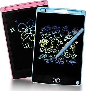 تابلت كتابة LCD مقاس 8.5 بوصة للأطفال من فوسينوك، لوح كتابة سحري مع وظيفة القفل بشاشة ملونة قابلة للمسح لعيد الميلاد والكريسماس، هدية بلون أزرق ووردي