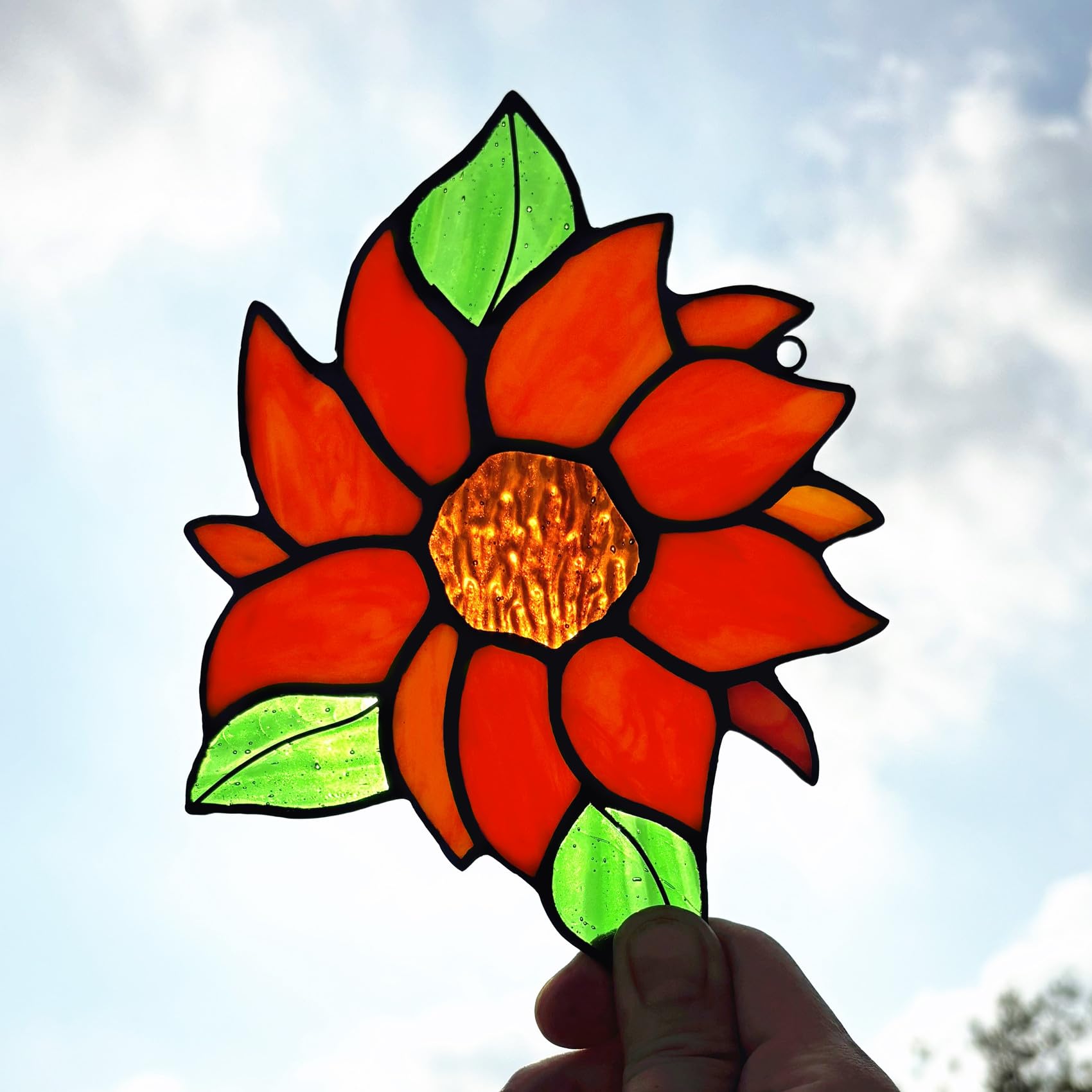 Lcensp Sonnenblumen-Fensterbehang Mit Biene – Buntglas, Handgefertigt, Sonnenfänger, Geschenk Für Naturliebhaber