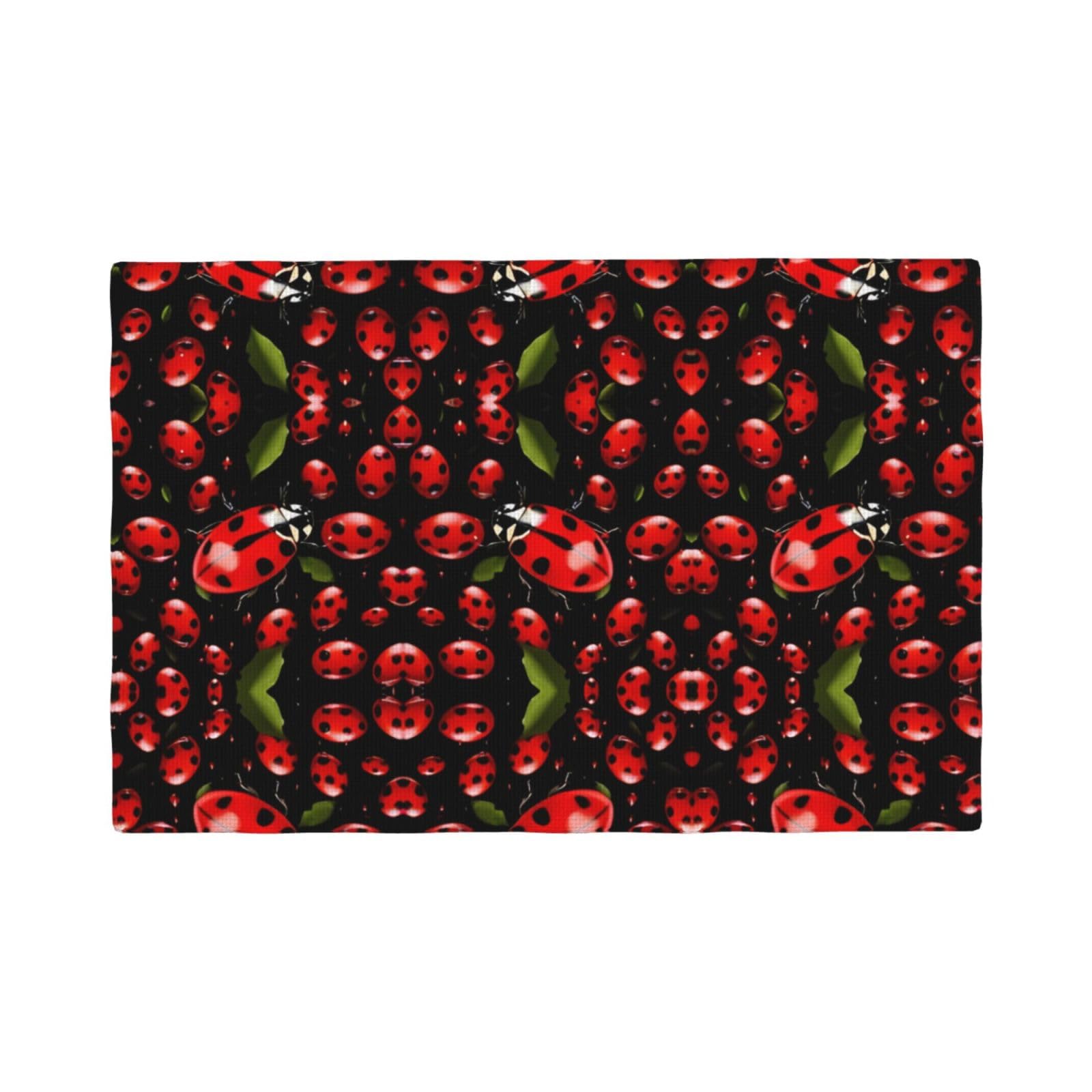 Ladybug Imitation Linen Placemat – Elegant Double-Sided Printed Table Mat for Home, Dining, Weddings