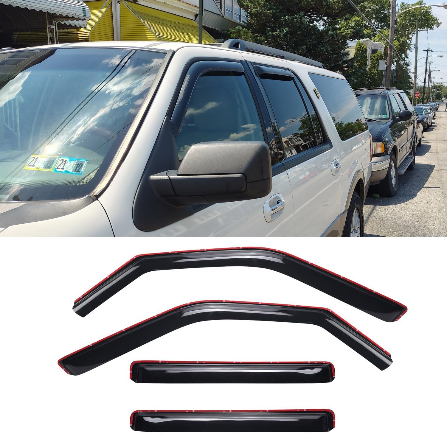 (Similar)194233 Original Side Window Wind Deflector, 4pcs In-Channel Nice Rain Guards Set, Window Visor fit for 1997-2017 Ford Expedition, 2007-2017 Expedition XL, 1998-2017 Lincoln Navigator Expedition/Navigator