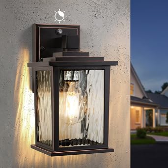 Dusk to Dawn Outdoor Wall Light Fixture, 12 Oil-Rubbed Bronze Porch Light, Hardwired Outside Wall Lantern for House, Garage, Front Door, Waterproof and Rustproof, Bulbs Not Included