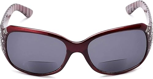 Miniatura 2 de The Jazzy - Lentes de sol bifocales de lectura, lentes de diamantes de imitación, lectores tintados para mujer + 2.50 rojo