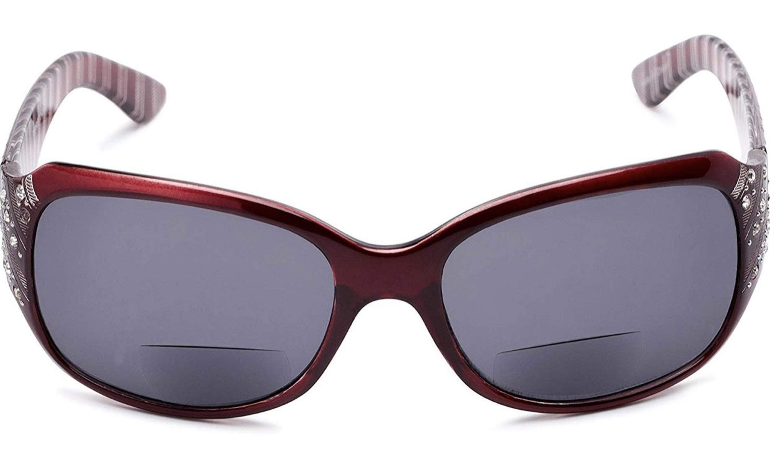 Incredible Bargains The Jazzy Bifocal Reading Sunglasses, Rhinestone Glasses, Tinted Readers for Women + 2.25 Red
