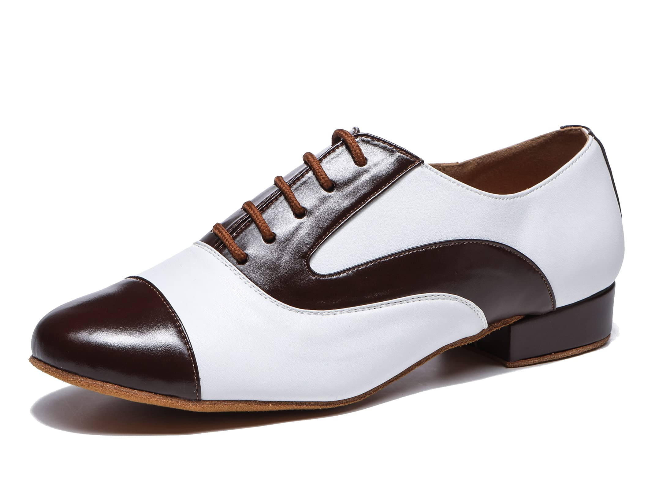 Minishion Dancing Shoes for Men 1" Standard Heel Leather Ballroom Dance Shoes