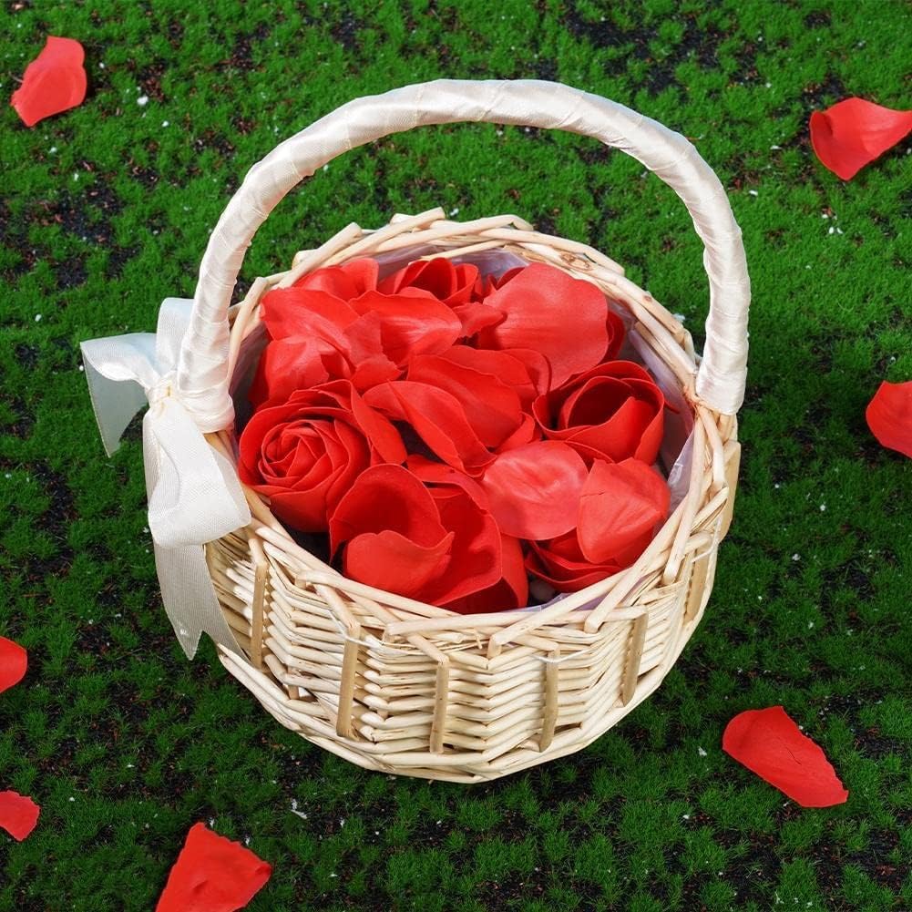 Cesti Intrecciati Con Nastro, Cestini Per Matrimoni Decorazione In Stile Country, Cesto Da Matrimonio In Paglia, Cesti Intrecciati Con Nastro, Adatto Per Matrimoni e Feste (Bianco)