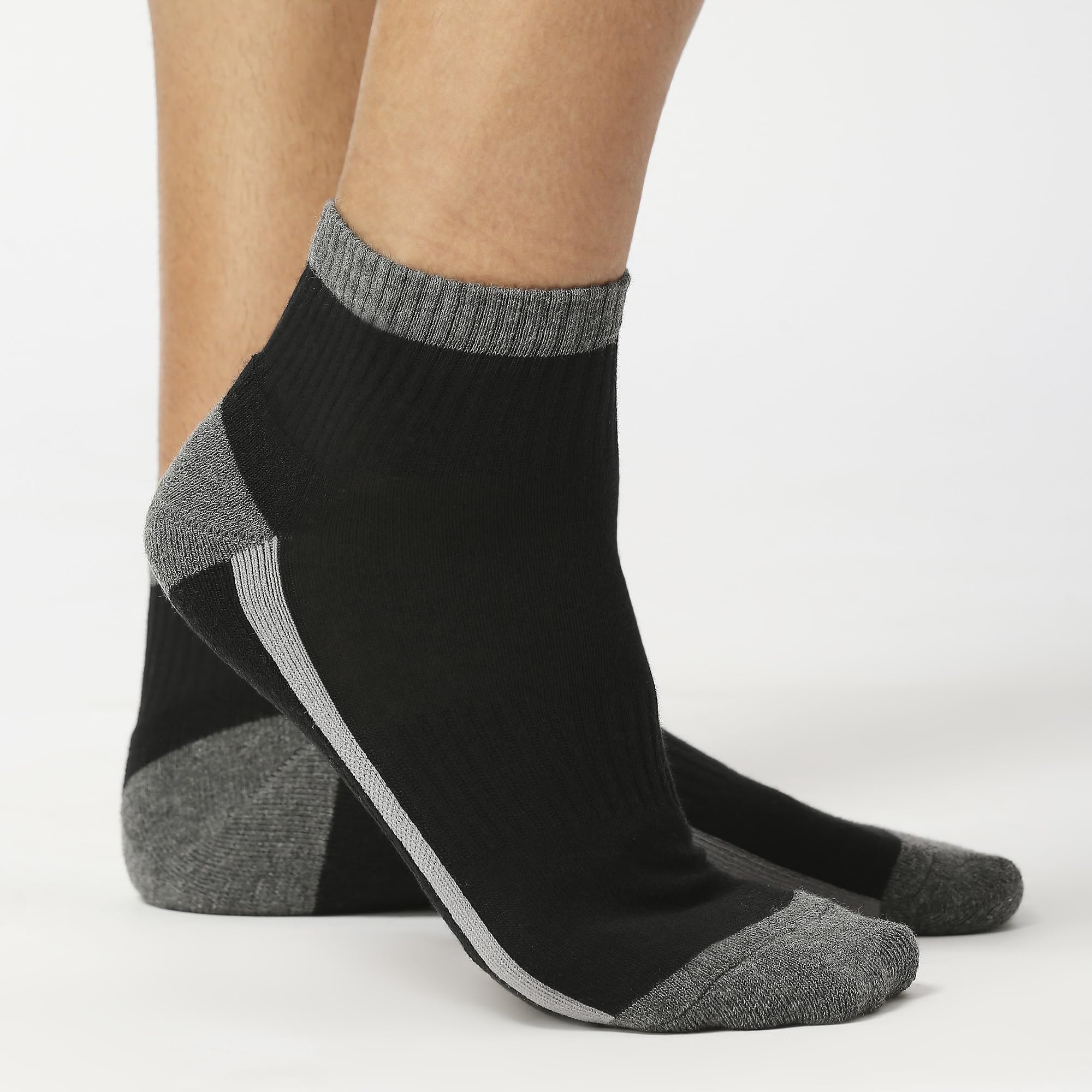 BALENZIA SocksXpress Men's Cushioned High Ankle Sports/Gym Socks (Free Size) Made with 100% Cotton & Spandex. Pack of 3 (Multicolour) | Terry/Towel Ankle Socks for Men. - Image 4 thumbnail