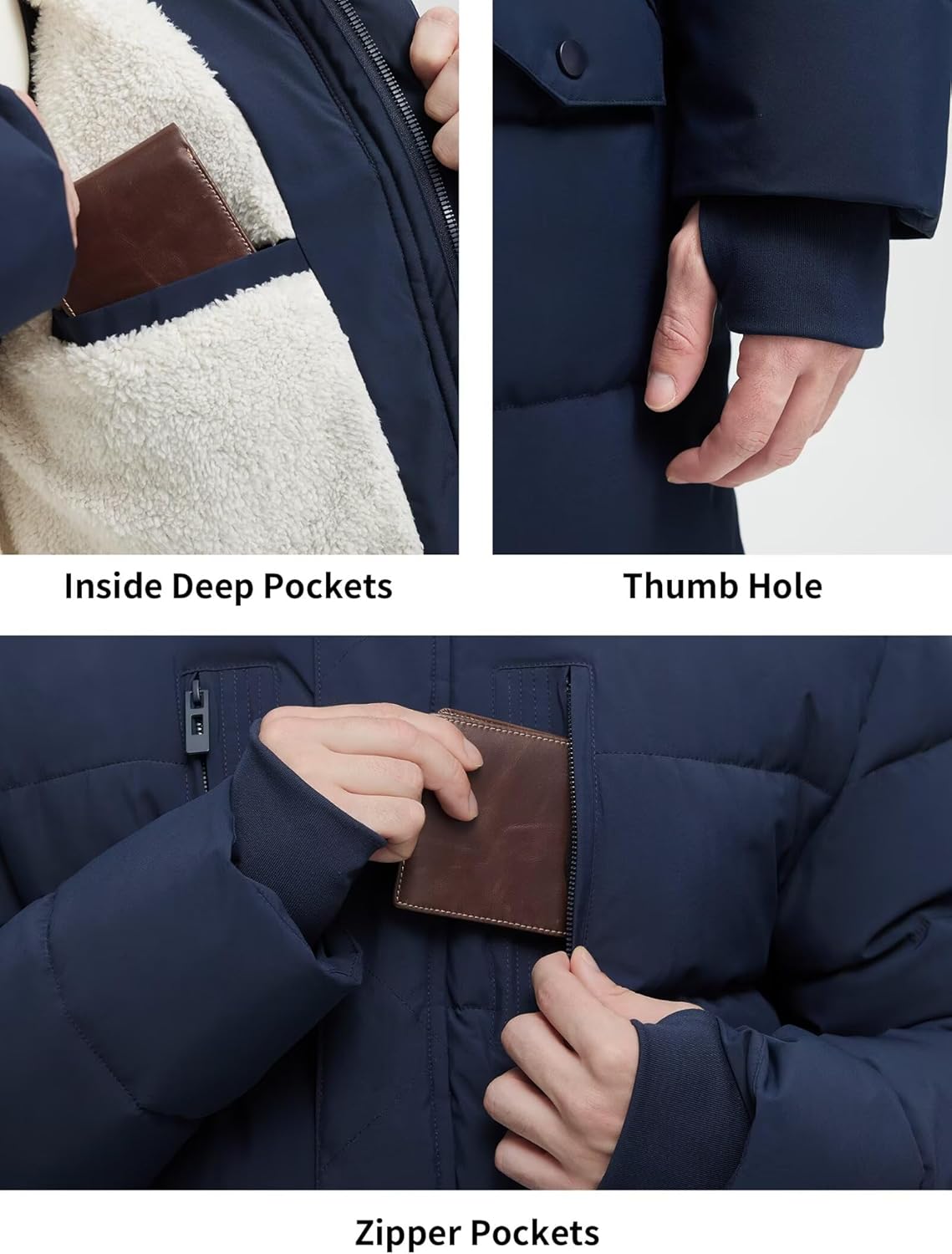 Men's Extra Long Fleece Puffer Jacket Outerwear Winter Coats Hooded Parka Warm Water-resistant Cold Weather - Image 2