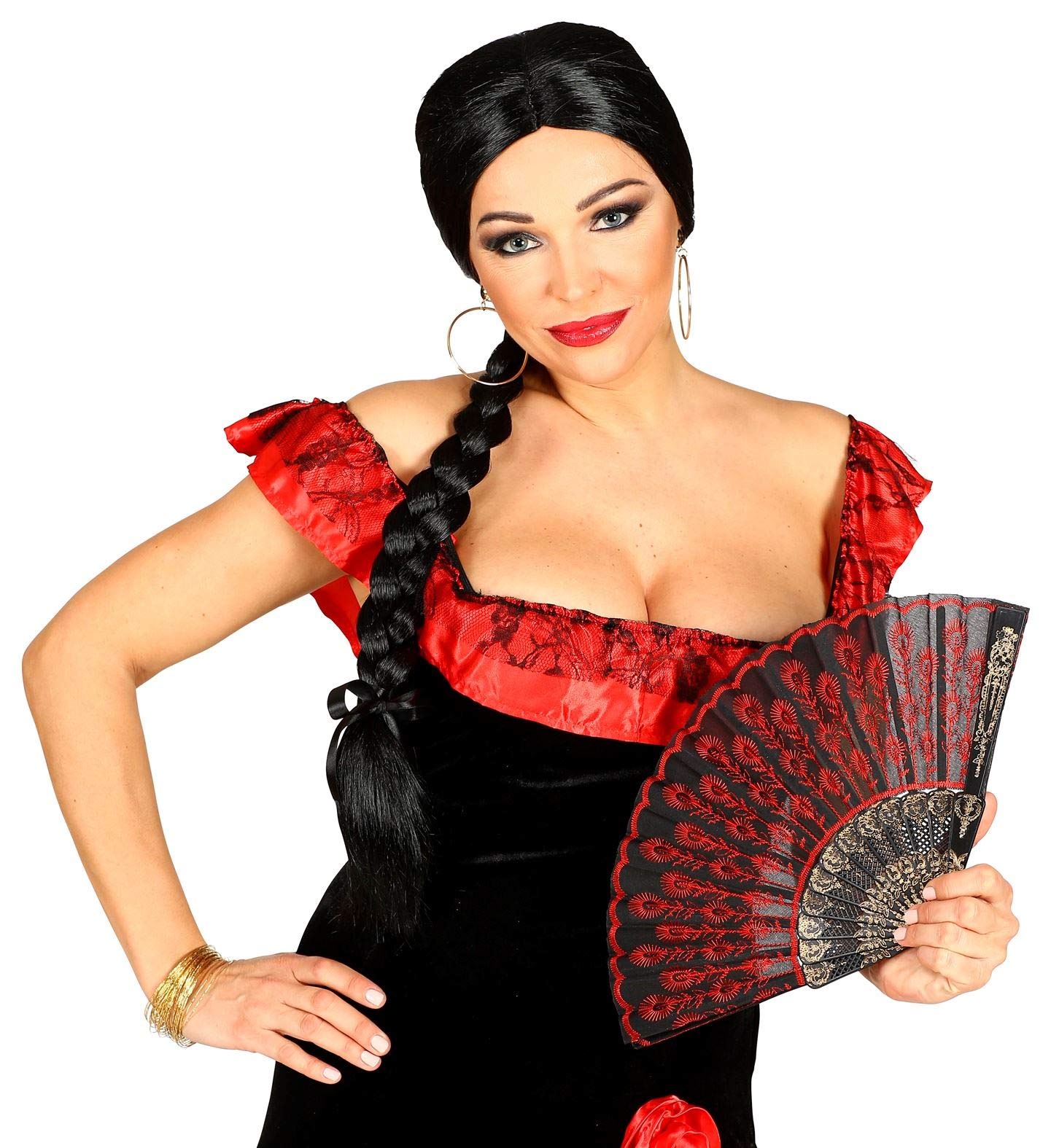 W WIDMANN MILANO Party Fashion 01838 – Senorita Wig, Black, Spaniard, Carnival, Theme Party