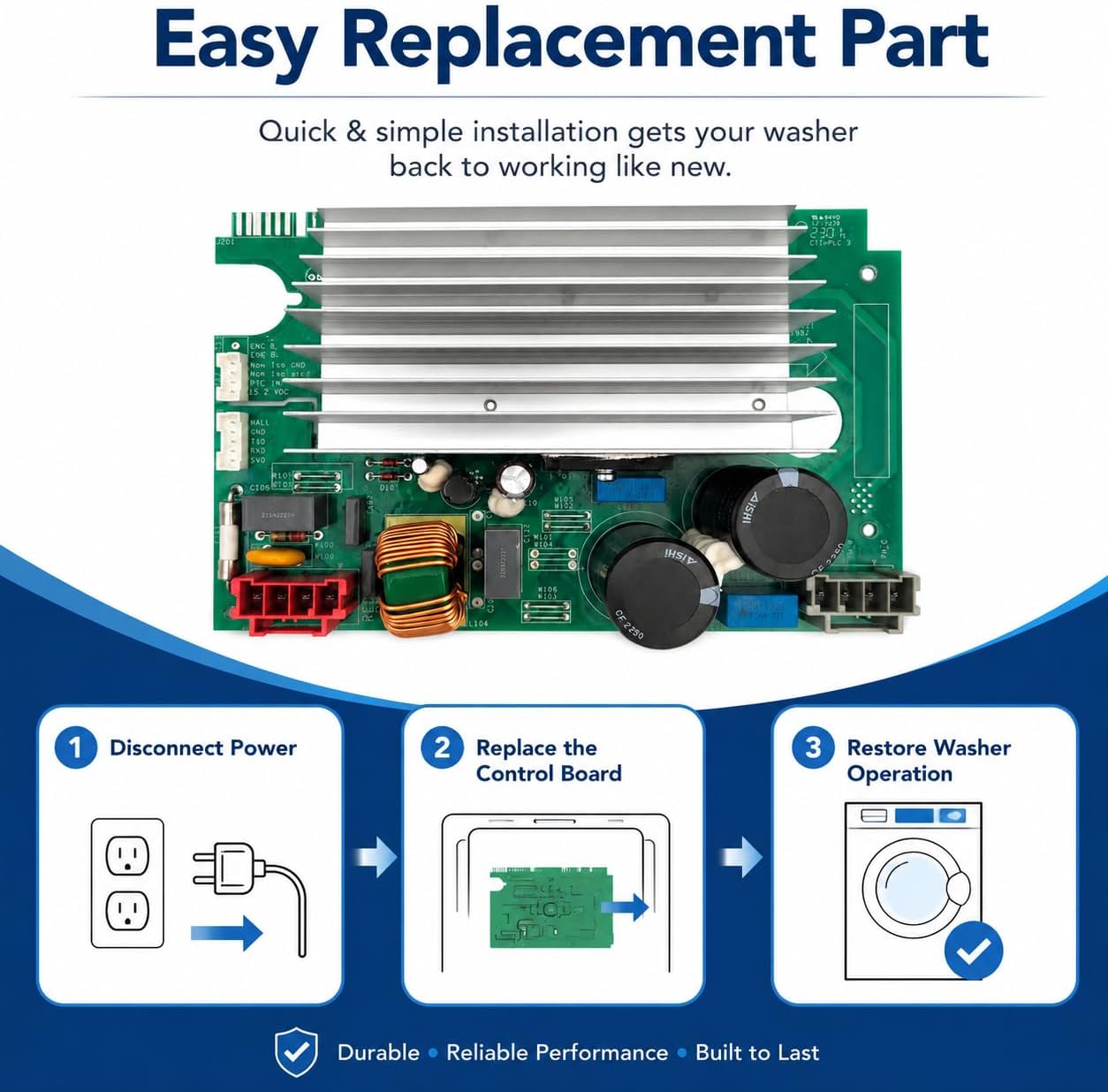 New WH22X38837 Washer Inverter Control Board, Compatible with GE Washing Machine, Replace WH22X35837 WH22X29531 WH22X32059 WH22X32957 WH22X34657, Energy Saving Durable Replacement Part