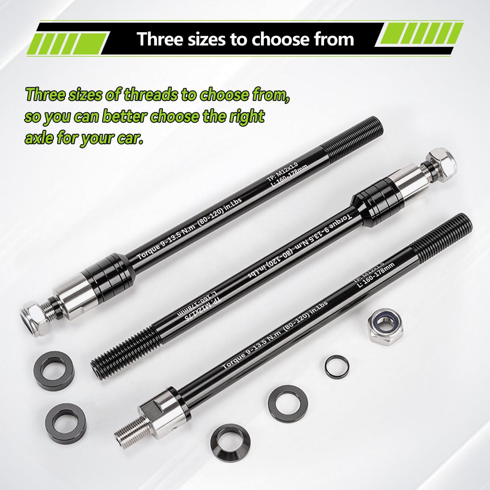 Adaptateur d'essieu traversant M12 pour 160-178 mm, longueur de tige réglable pour remorque de vélo - Adaptateur pour la plupart des attelages de remorque de vélo