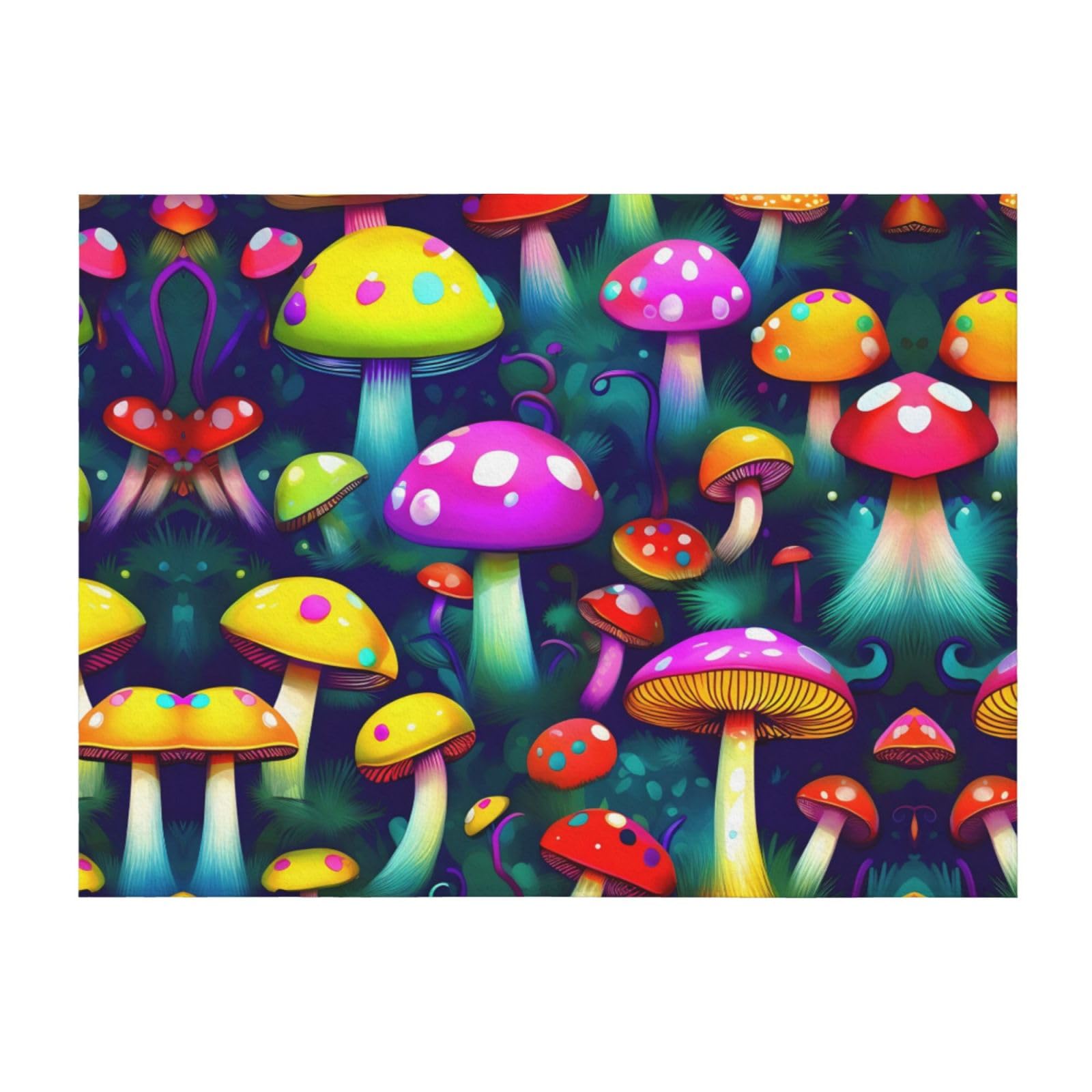 Couverture de lit EdWal en microfibre légère avec motif artistique de champignons