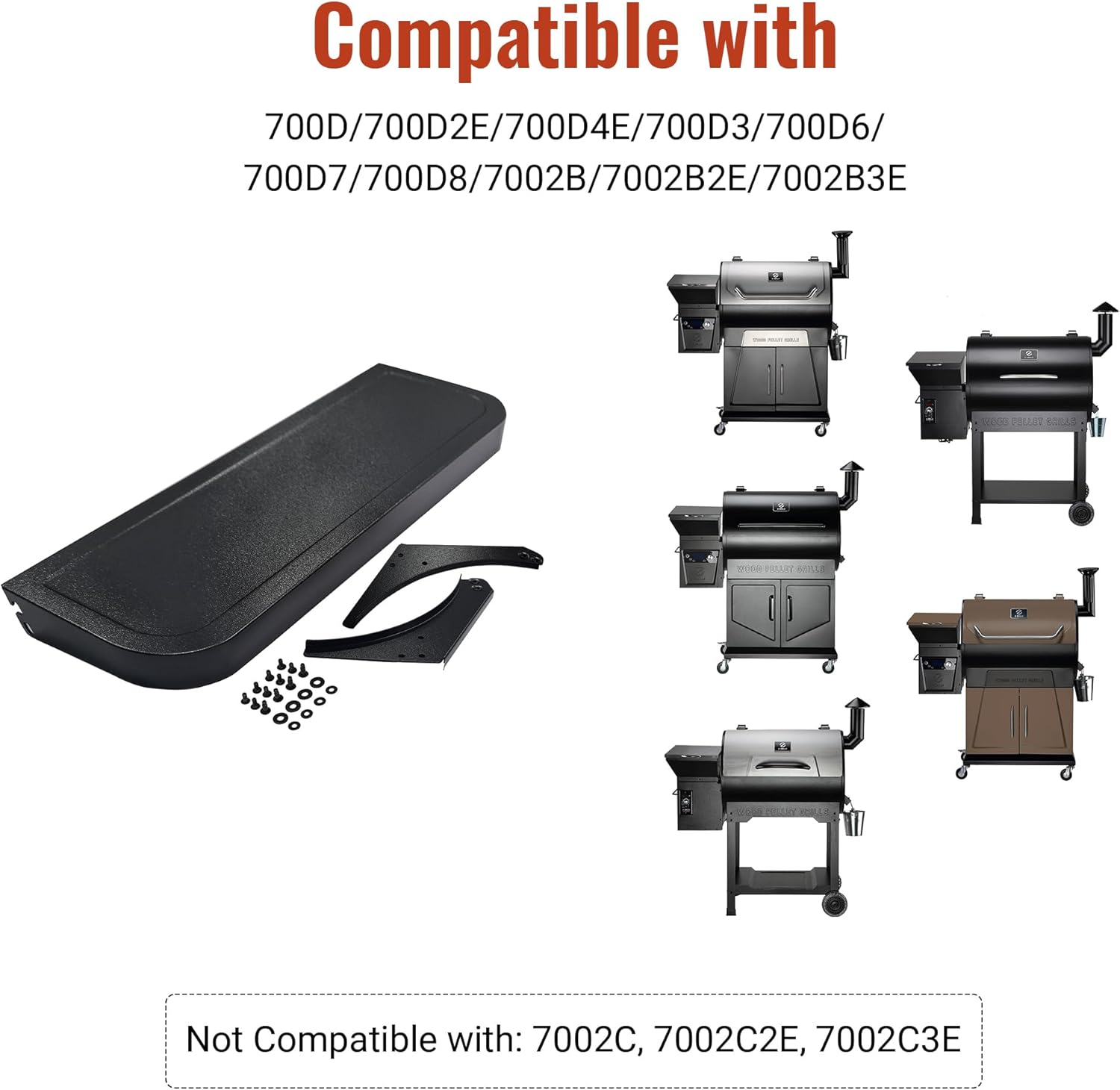 Z GRILLS Folding Front Shelf for 700 Series Pellet Grills, Steel Grill Accessory for Outdoor BBQ, Food Prep and Extra Storage