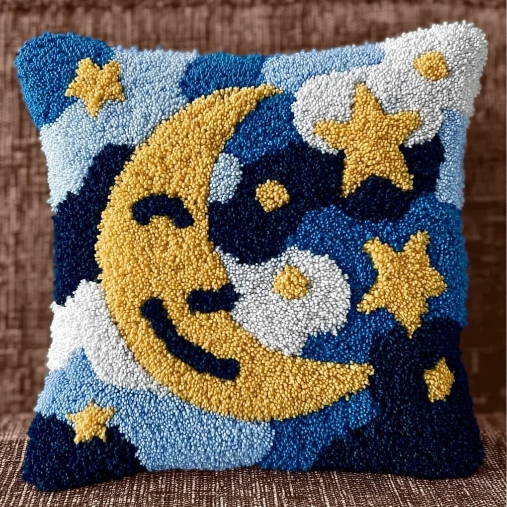 WallustrioaW Latch Hook Kit 17x17in,Cartoon Stars and Moon