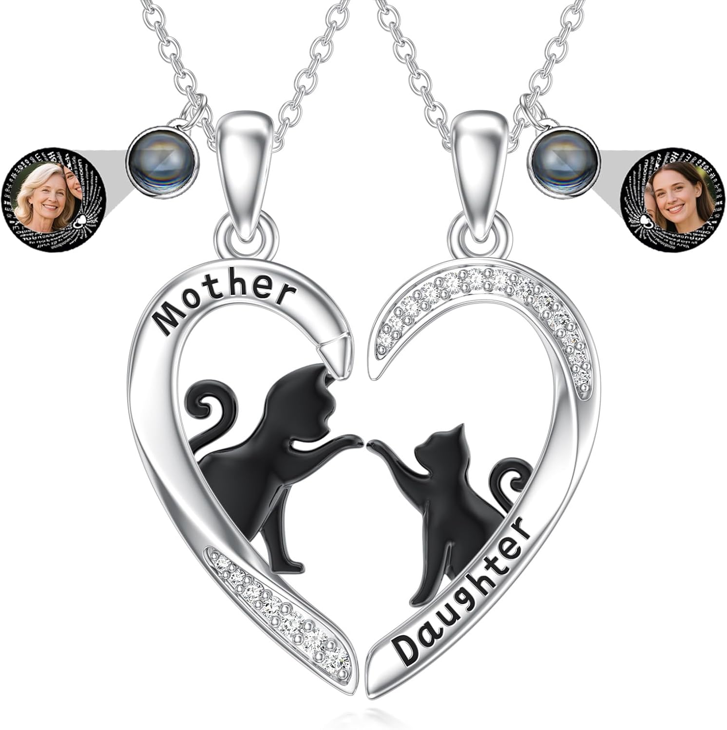 Mother Daughter Necklace Set for 2 925 Sterling Silver Elephant/Cat/Unicorn/Lion/Turtle/Wolf/Highland Cow Necklace Father/Mothers Day Matching Jewelry Gifts for Mom Grandmother
