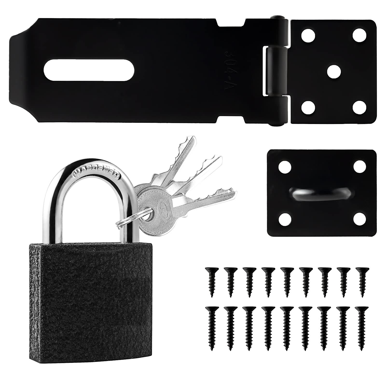 Sinofort 3Inch Shed Lock 90Gate Lock 180Door Latch Hasp Shed Door Latch Hasp And Staple With Padlock Door Hasp Lock For Garden Sheds Underground Garages