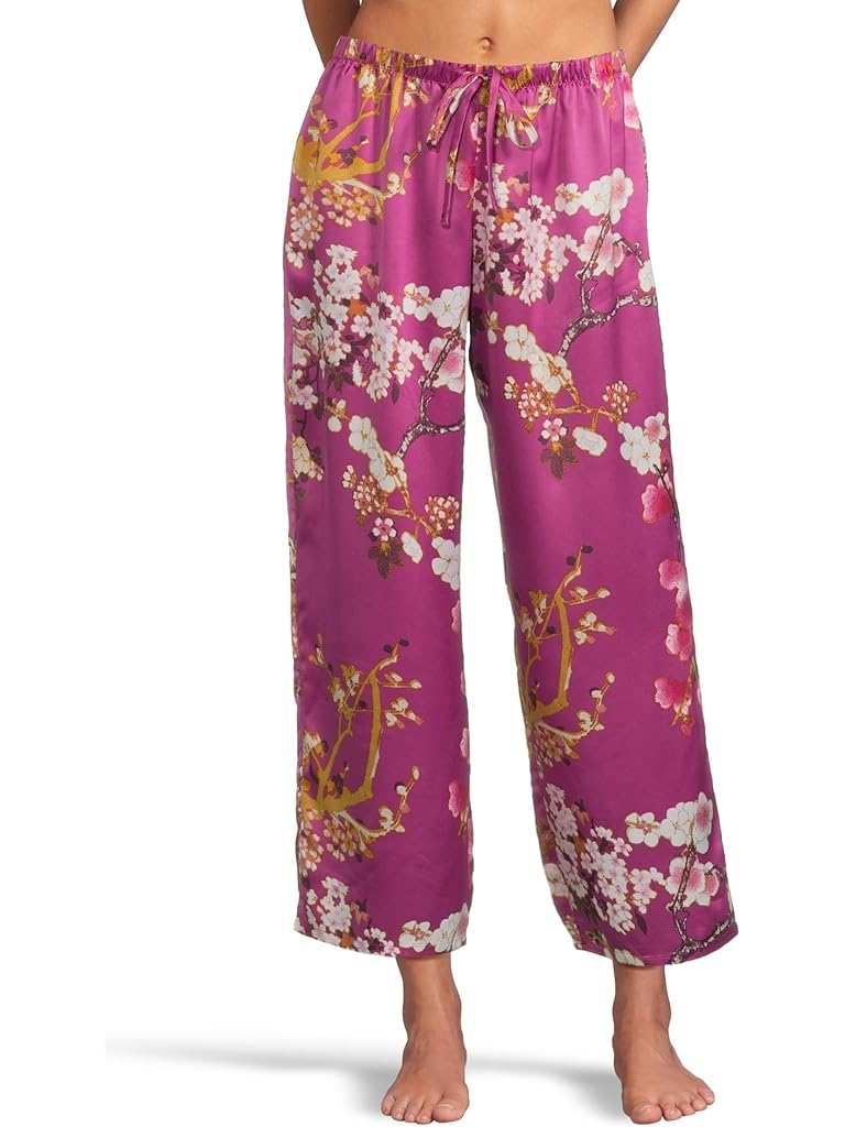 Pink Natori Sakura - Satin Mandarin Collar Pajama Set