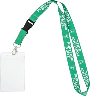 Desert Cactus Portland State University Lanyard Keychain Car Keys College ID Badge Holder Breakaway Snap Buckle (Green with Pouch)
