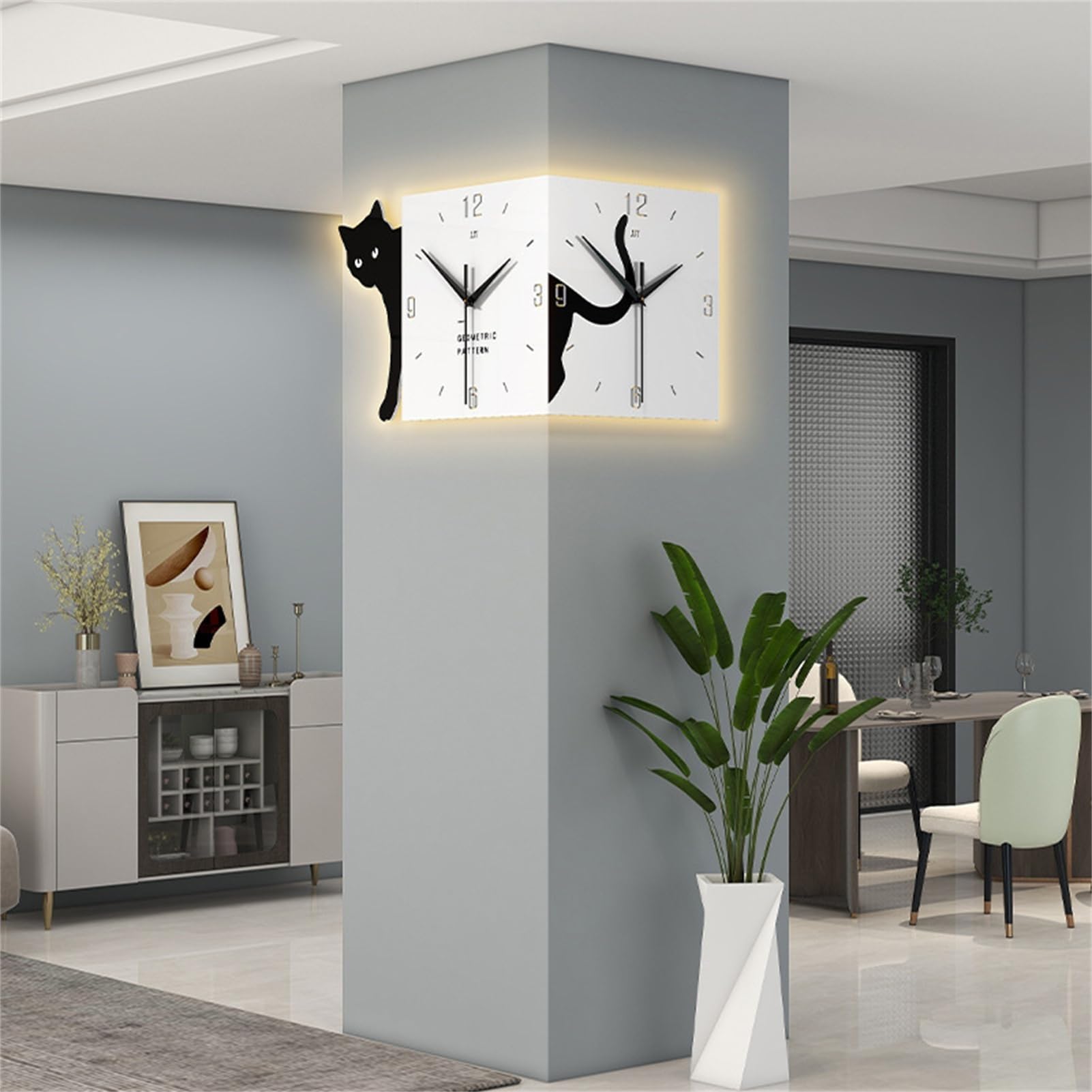 Zegar ścienny LED z pilotem zdalnego sterowania, dwustronny świecący zegar cyfrowy, cichy kwadratowy design do wystroju domu, idealny do salonu i sypialni