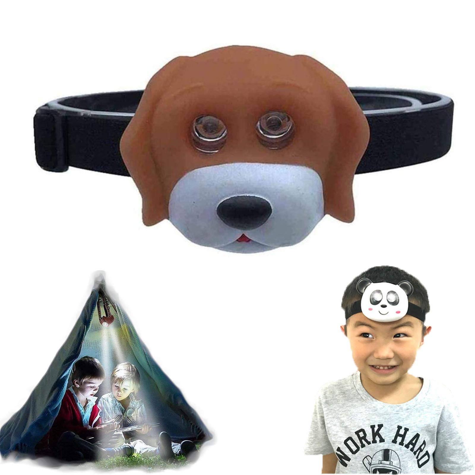 Head Torch Child's Headlight With Headband Cartoon Animal Headlamp Sos Flashlight Kids Gift For Kids Running, Fishing, Camping, Hiking, Diy A7