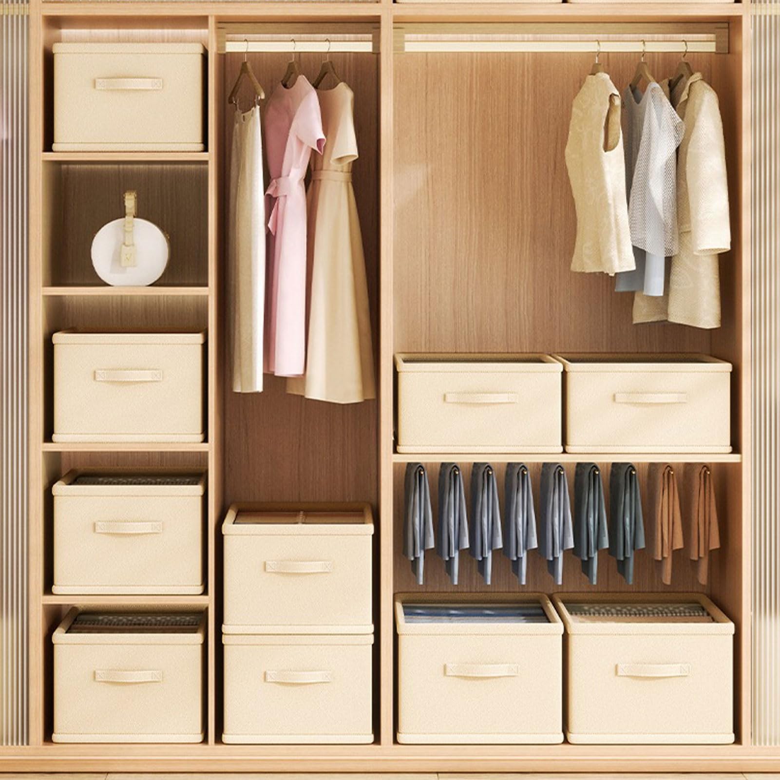 Aufbewahrungsbox aus Stoff mit Deckel, faltbarer Schrank- und Schubladen-Organizer für Kleidung, Hosen und Pullover, ideal für Zuhause und Wohnheim