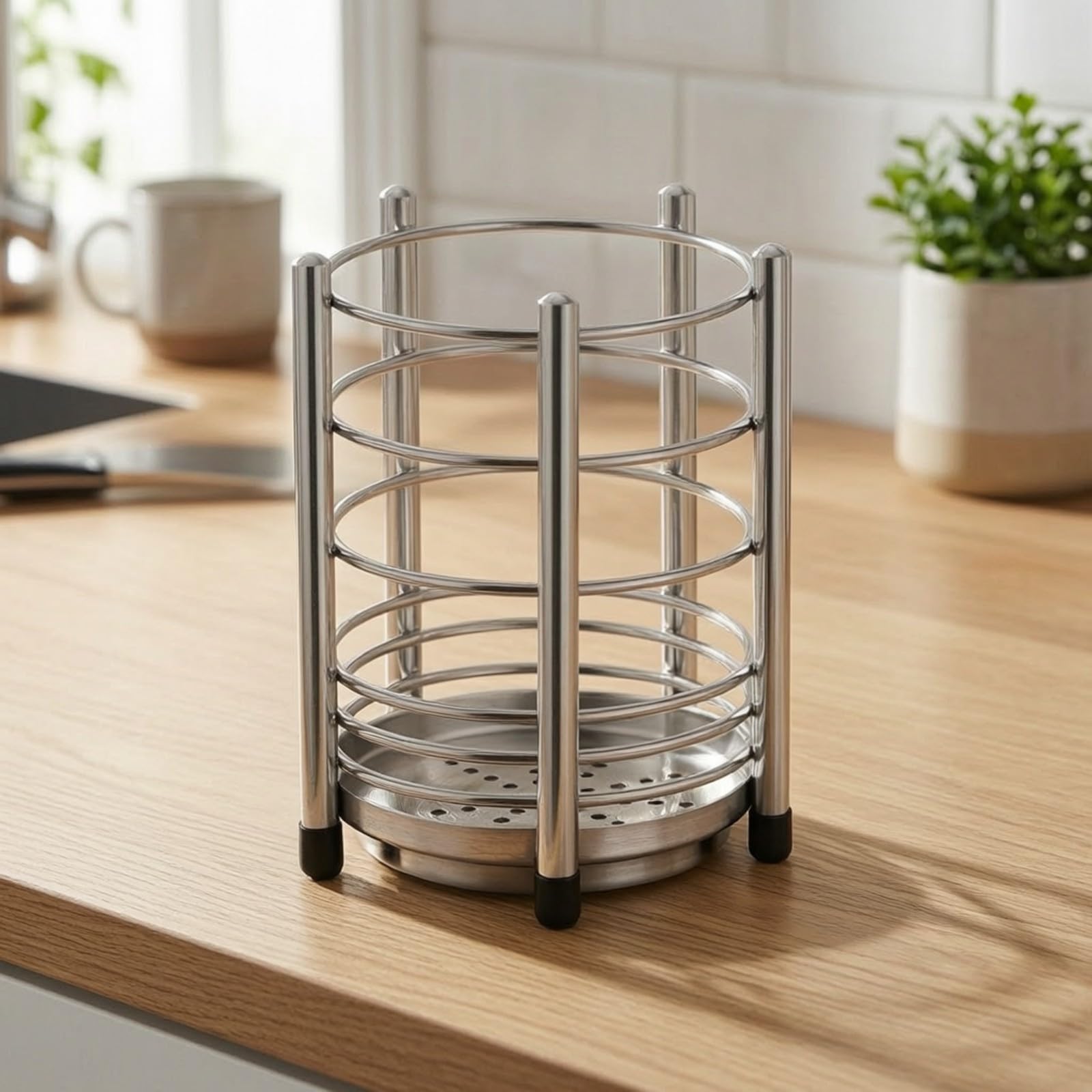 Scolaposate in Acciaio Inox Antiruggine Resistente Corrosione, Portaposate con Vaschetta Raccogligocce, Ben Ventilato, Portaposate da Lavello, per