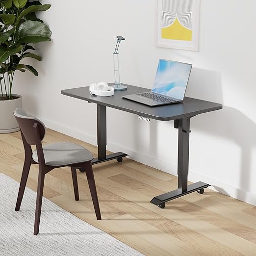 Monomi Electric Height Adjustable Standing Desk, 48x24 Inches, Ergonomic Home Office Sit/Stand Up Desk (Black Steel Frame/Black Top) thumbnail 2