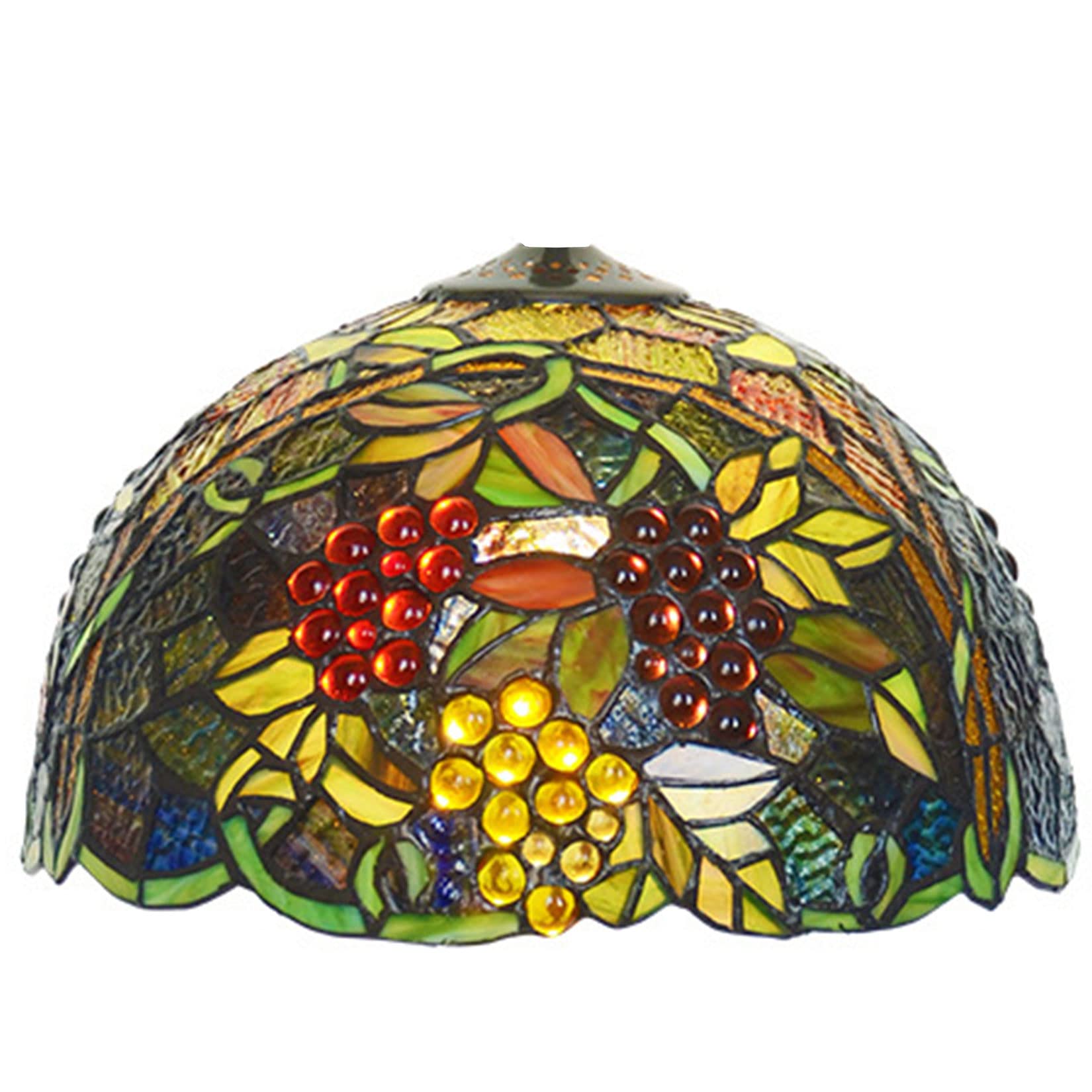 SaryEdge Tiffany Lamp Shade Replacement Only Stained Glass Grape Lampshade Cover Accessories Fit For Table Lamps FLoor Lamp Ceiling Fixture Pendant Hanging Light Home Office Decoration，12inch