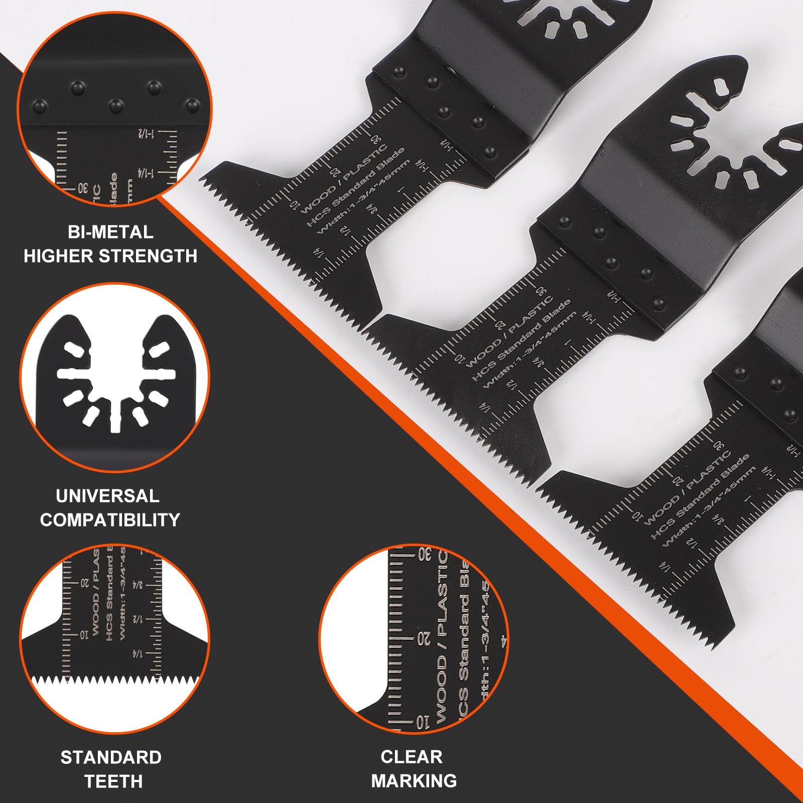 Multitool Blades 55-Piece Oscillating Tool Blade Kit Cuts Wood