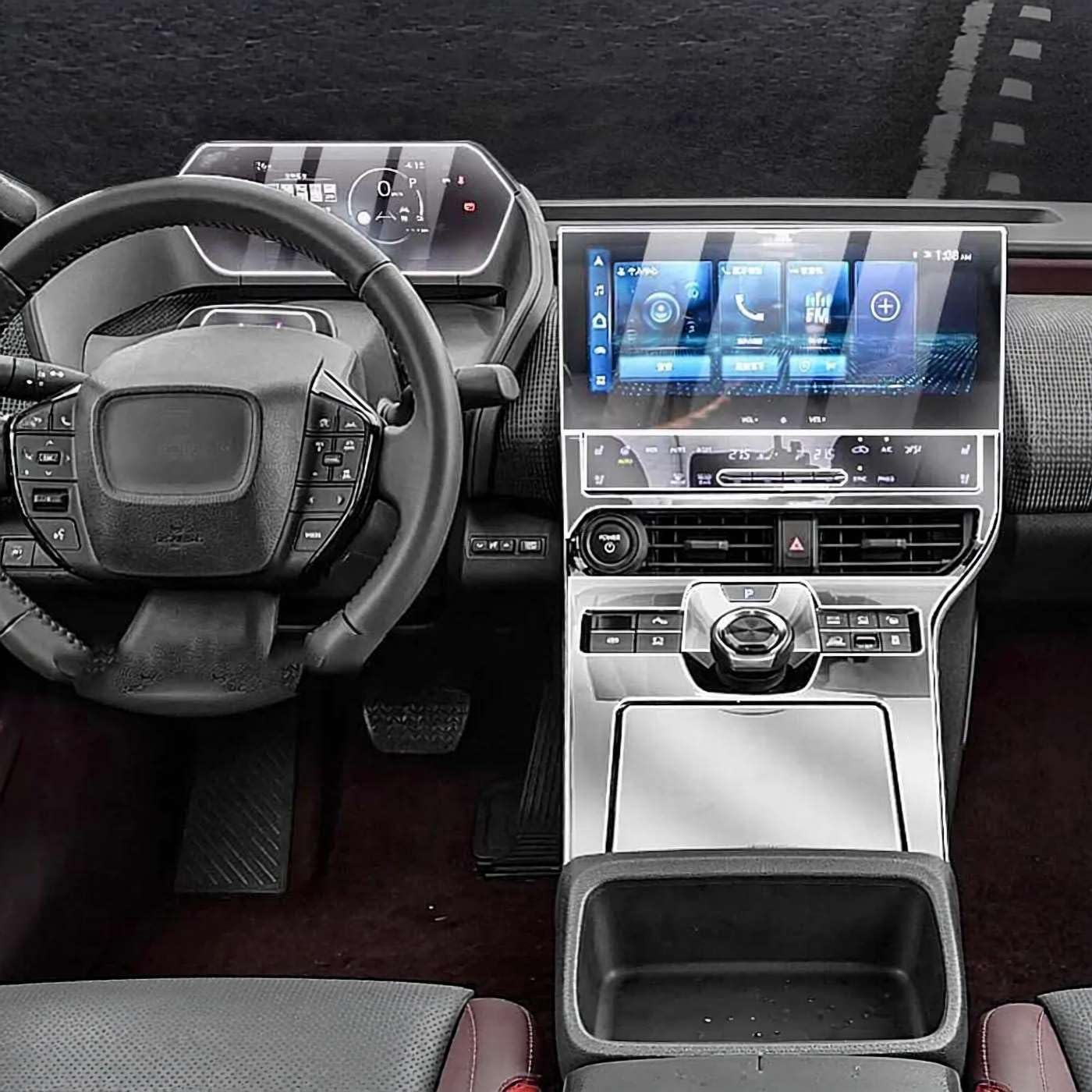 Car Interior Center Console Media Dashboard Navigation TPU Protector Film, for BZ4X 2023 2024 Anti-Scratch Accessories