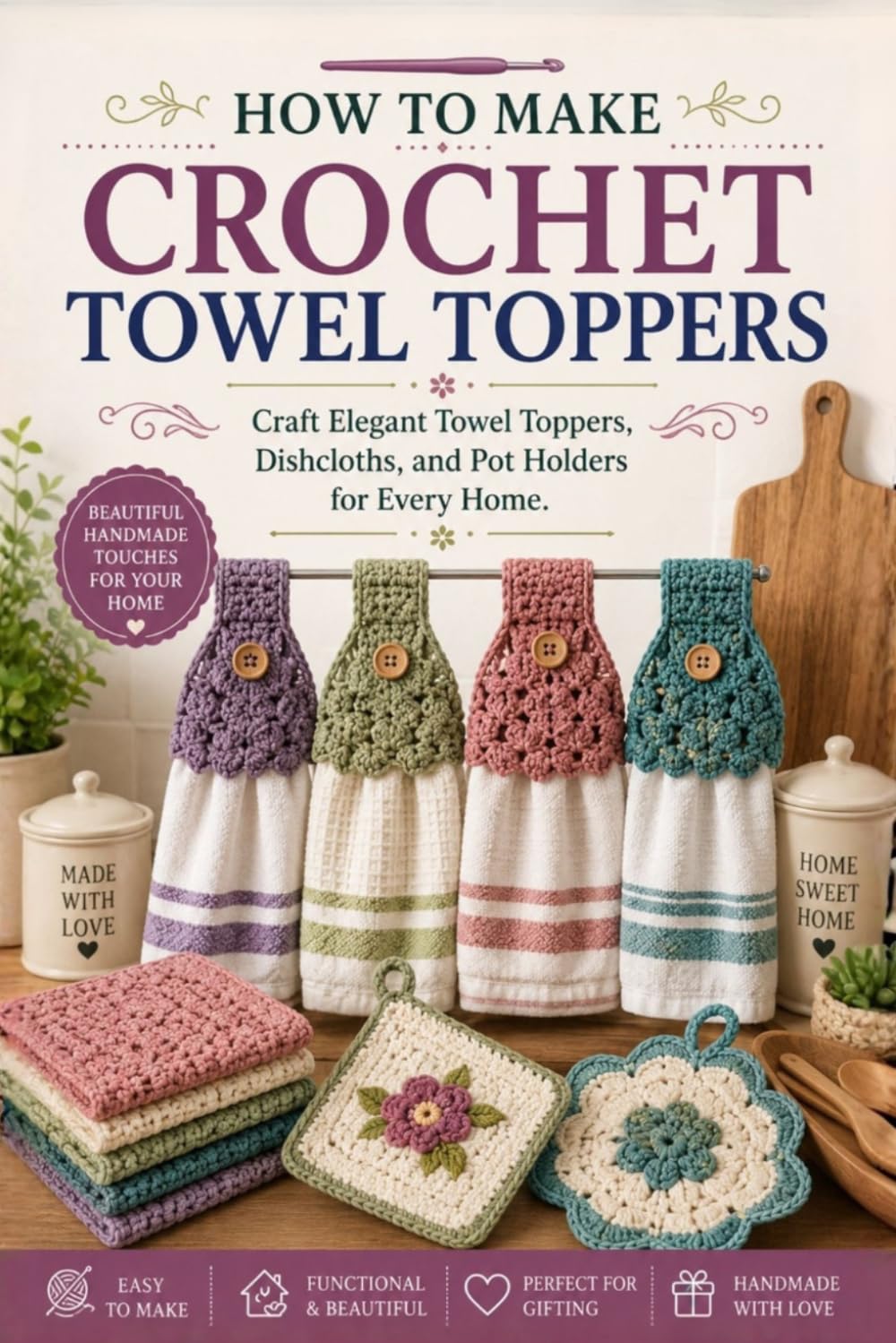 How to Make Crochet Towel Toppers.: Craft Elegant Towel Toppers Dishcloths, and Pot Holders for Every Home