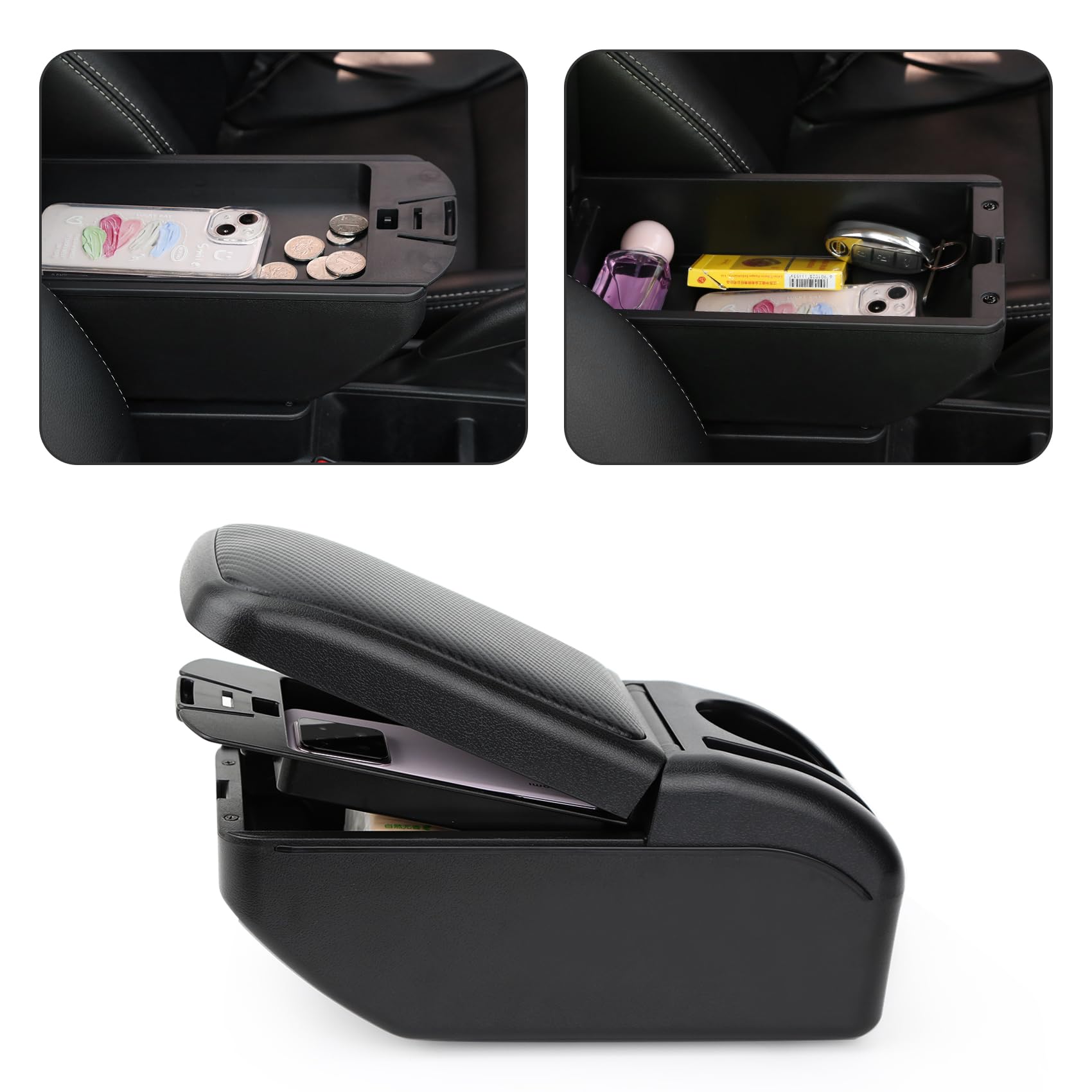 YJYWZH Compatible with Seat Ibiza 6j Apoyabrazos Ibiza 4 IV 2008-2016 Coche Interior Reposabrazos Consola Central Soporte de Brazo Caja de Almacenamiento