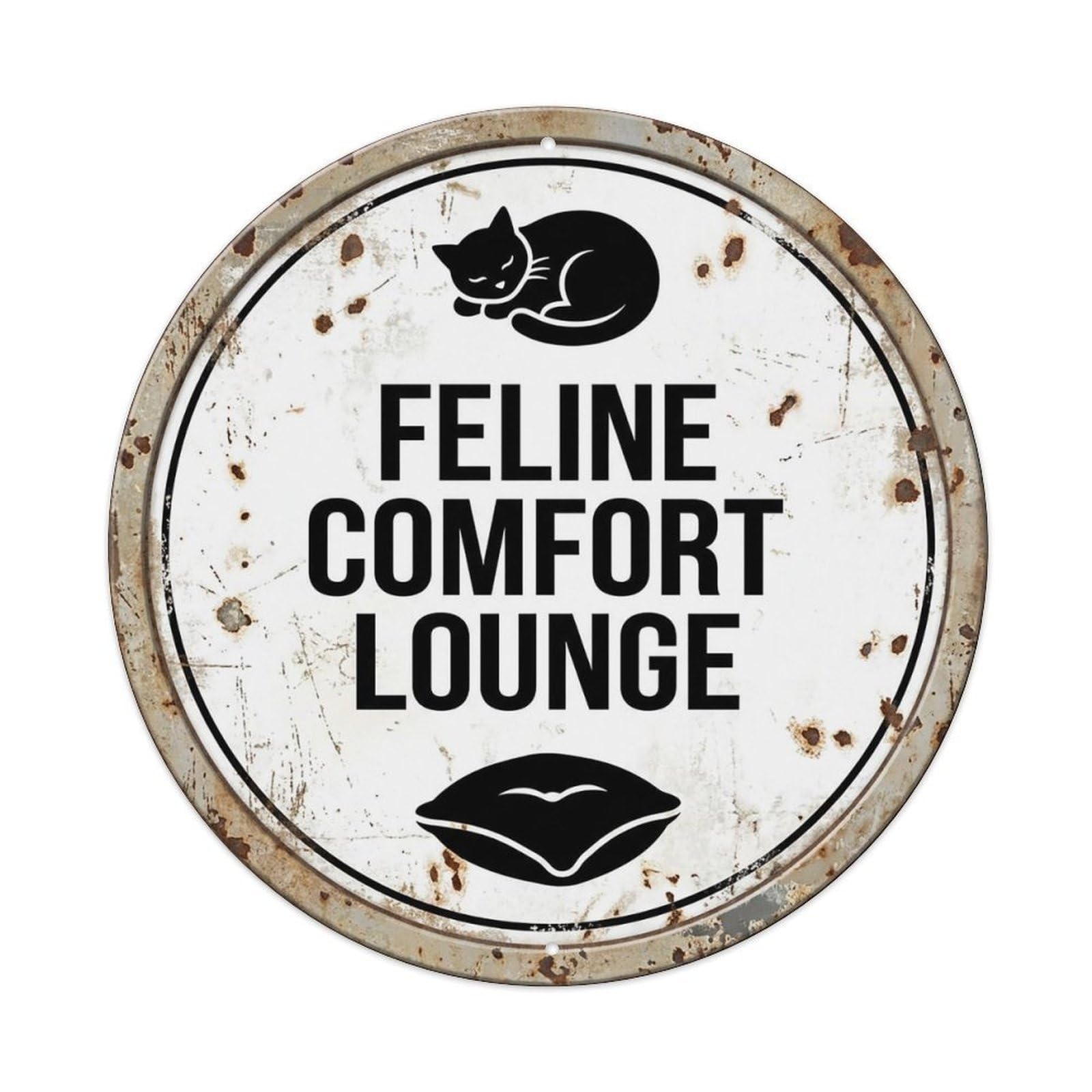 Vintage Feline Comfort Lounge Decor Metal Tin Sign