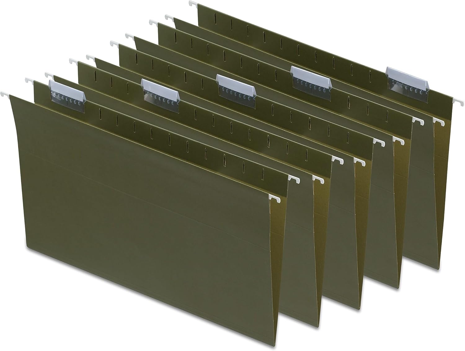Staples Hanging File Folders, Legal Size, 5‑Tab, Standard Green, Durable Construction – 100/Carton