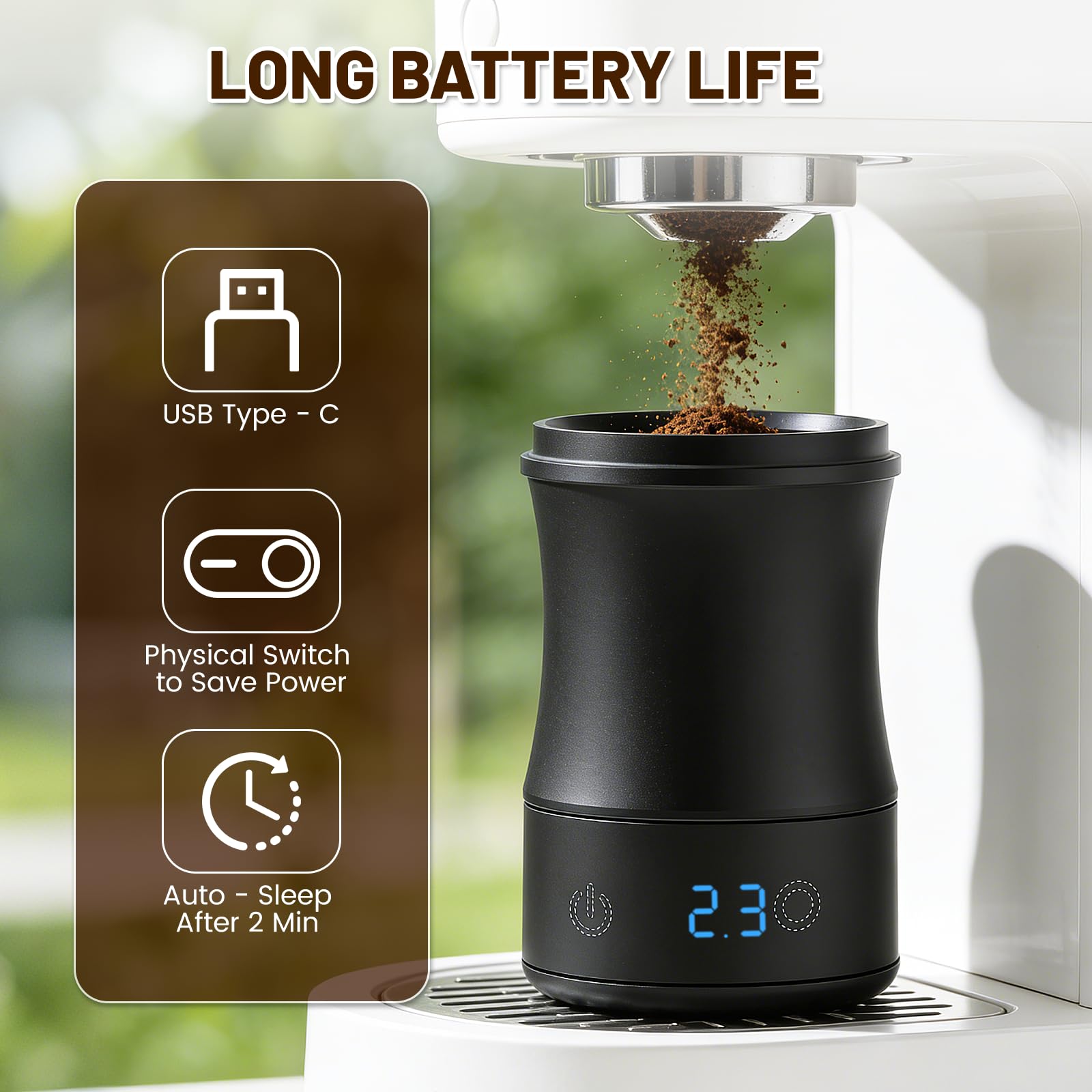 Bilancia da Caffè Espresso – Coffee Scale con Doseur 53 mm, Bilancia Digitale Ricaricabile USB‑C, Precisione 0,1 g / 500 g, Design Split, Accessorio Barista Compatto per Professionisti e Appassionati