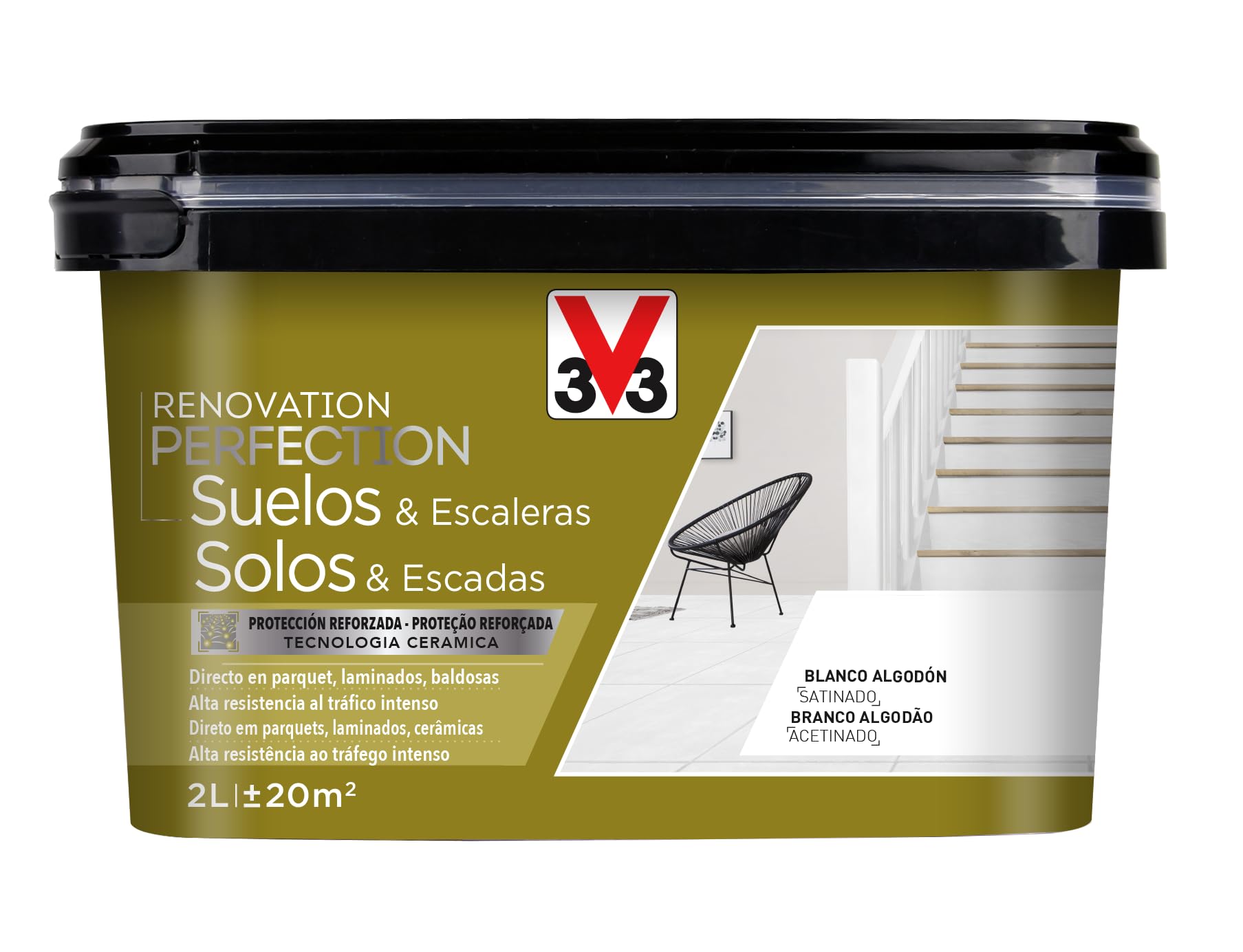V33 Esmalte Renovation Perfection Suelos Blanco Algodón Satinado 2L
