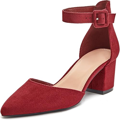 Miniatura 2 de FISACE - Sandalias de tacón cuadrado bajo y medio para mujer, con correa al tobillo,de puntera puntiaguda para oficina