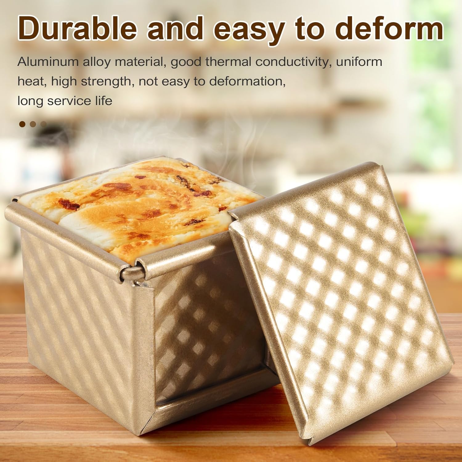 6 x teglia quadrata con coperchio stampo per pane tostato padella per pane pullman pagnotta padella con coperchio antiaderente mini cubo d'acqua toast box