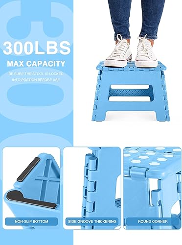 Miniatura 8 de Dyforce Taburete plegable antideslizante  Taburete plegable resistente de 9 pulgadas de altura para niños, taburete pequeño para campamento, color