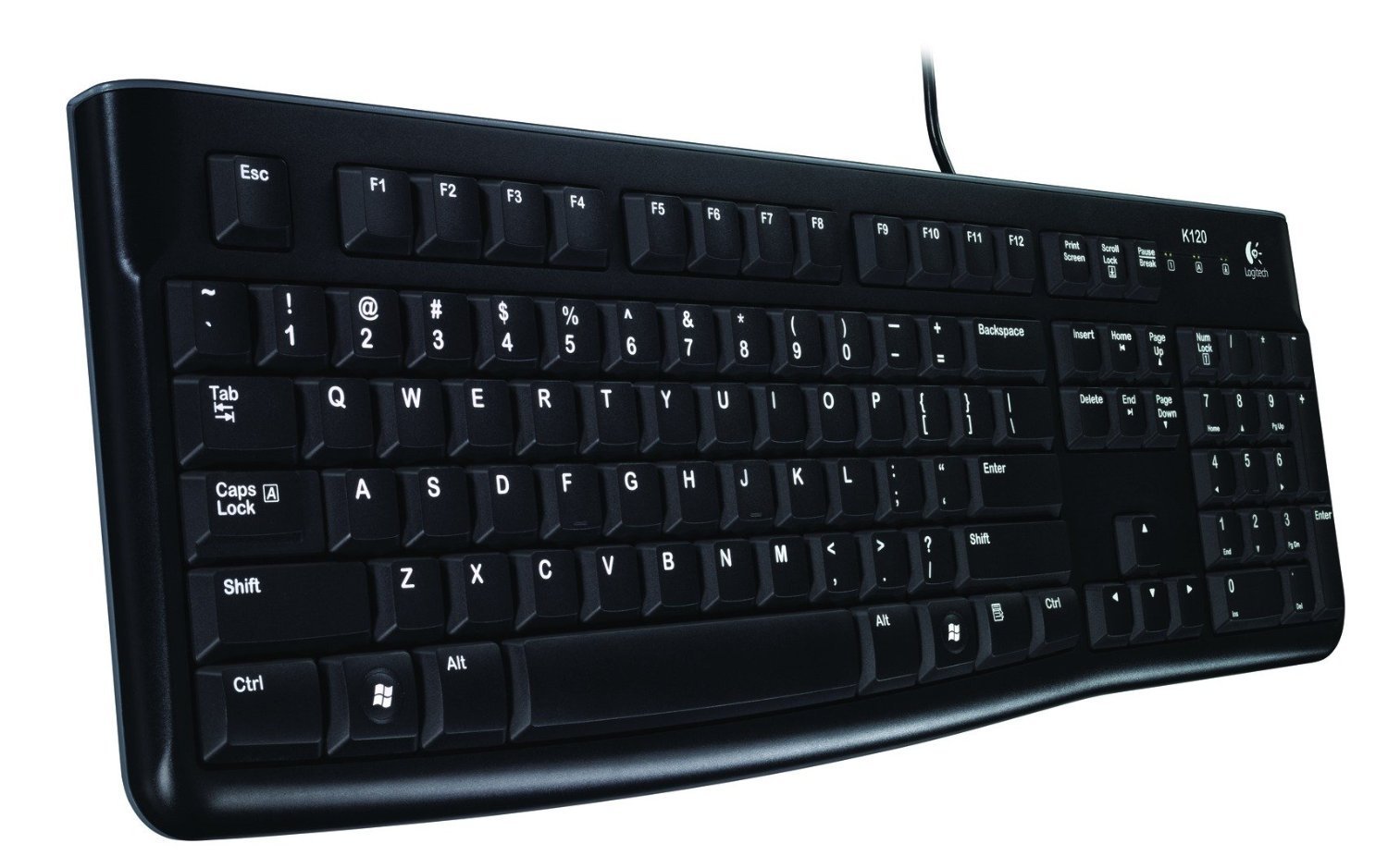 Logitech K120 Clavier Filaire pour Windows, USB Plug-and-Play, Taille Standard, Résistant Eclaboussures, Barre D'Espacement Incurvée, Compatible PC, Ordinateur Portable, Français AZERTY - Noir