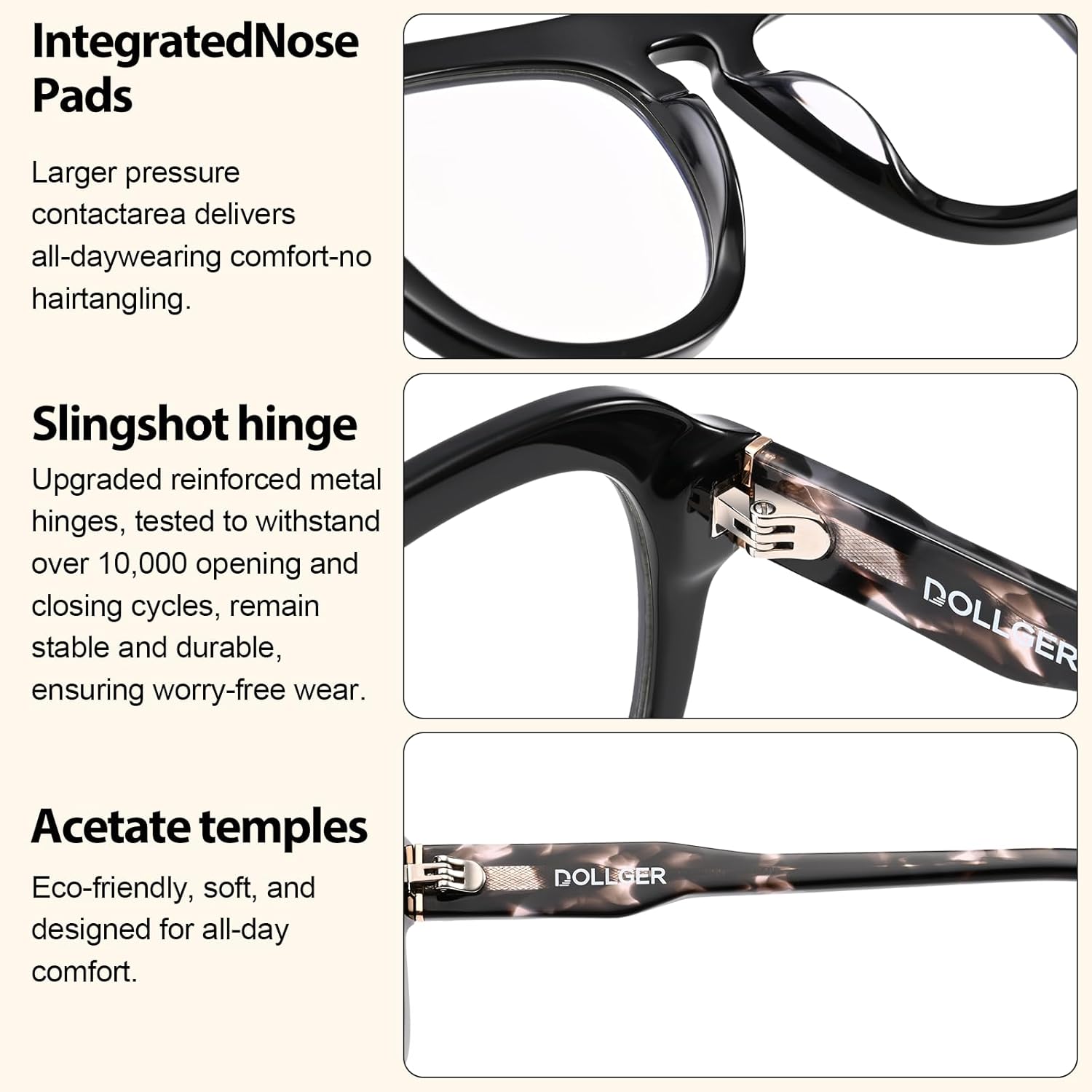 Dollger Aviator Blue Light Glasses for Men Women Acetate Anti Bluelight Blocking Glasses for Computer Fashion Eyeglasses