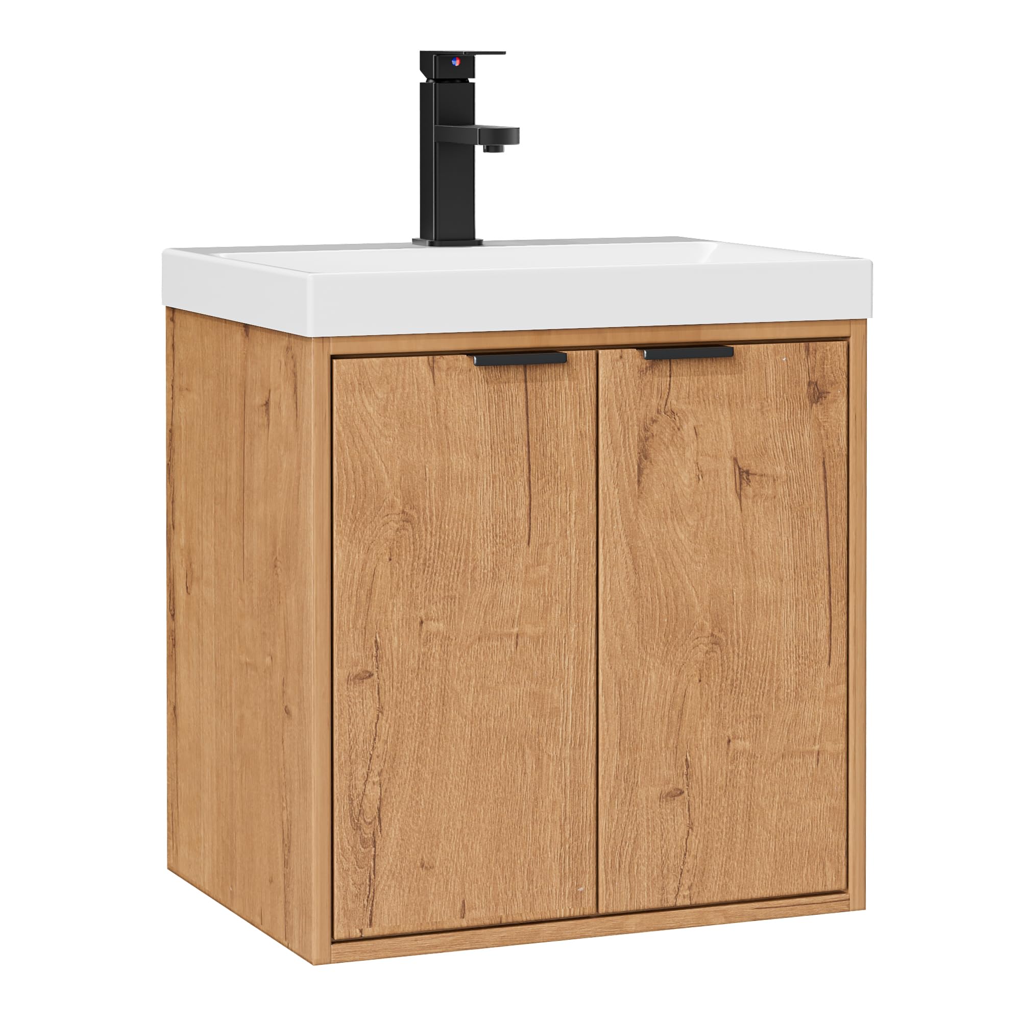 UEV Mobile Bagno a 2 Ante con Lavabo in Resina, 49x37,5x50, Naturale