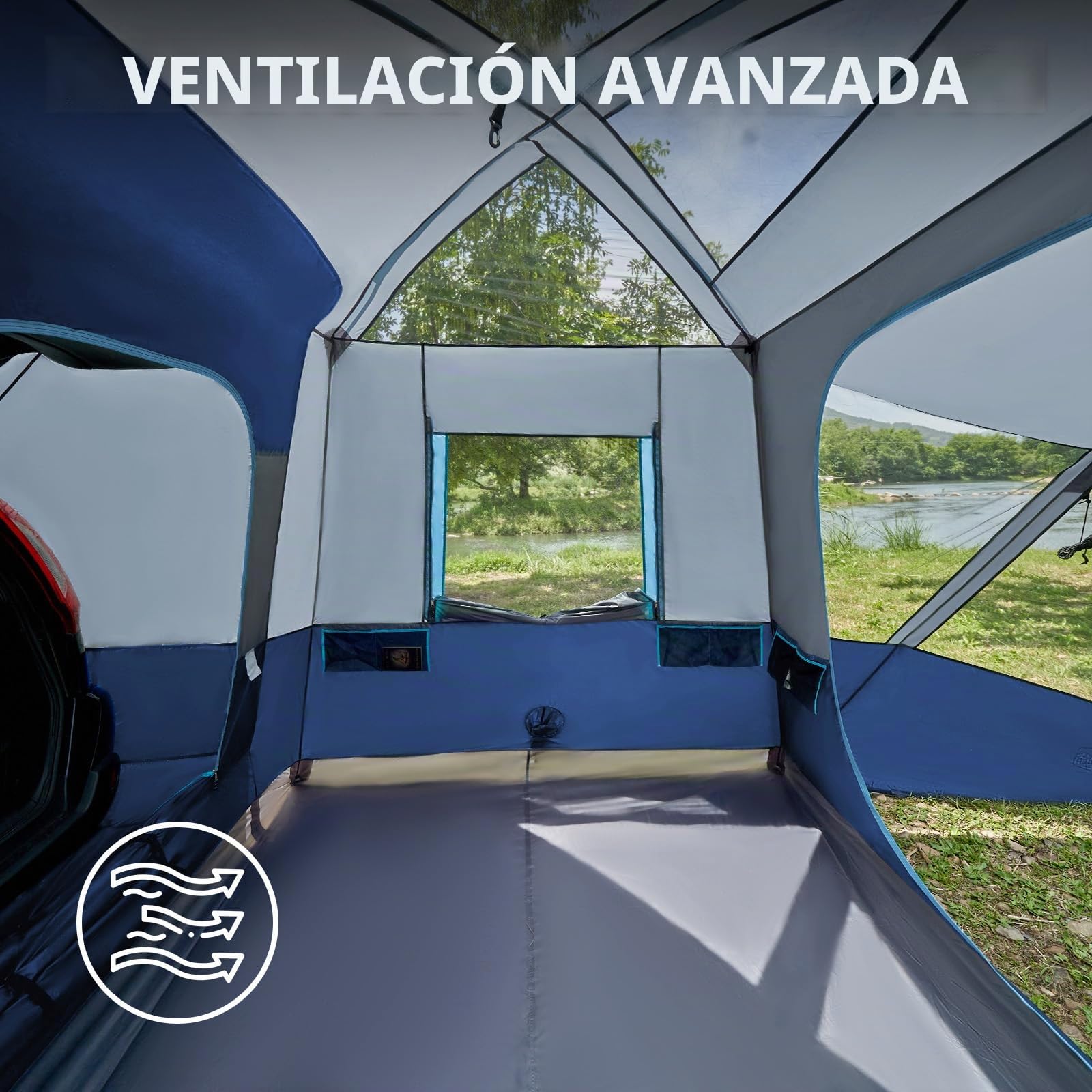 TIMBER RIDGE Tienda de campaña SUV para 5 a 9 personas con porche y toldo para acampar familiar, resistente a la intemperie y portátil, para furgoneta o coche, incluye bolsa de almacenamiento, 13 pies